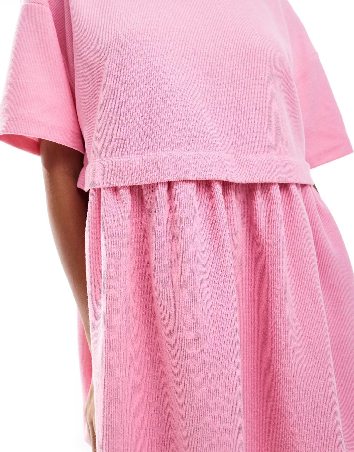 Miss Selfridge short sleeve layered smock dress in pink