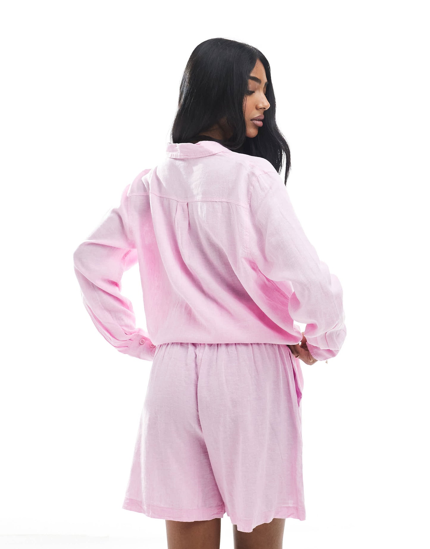 Vero Moda linen touch shorts co-ord in pink