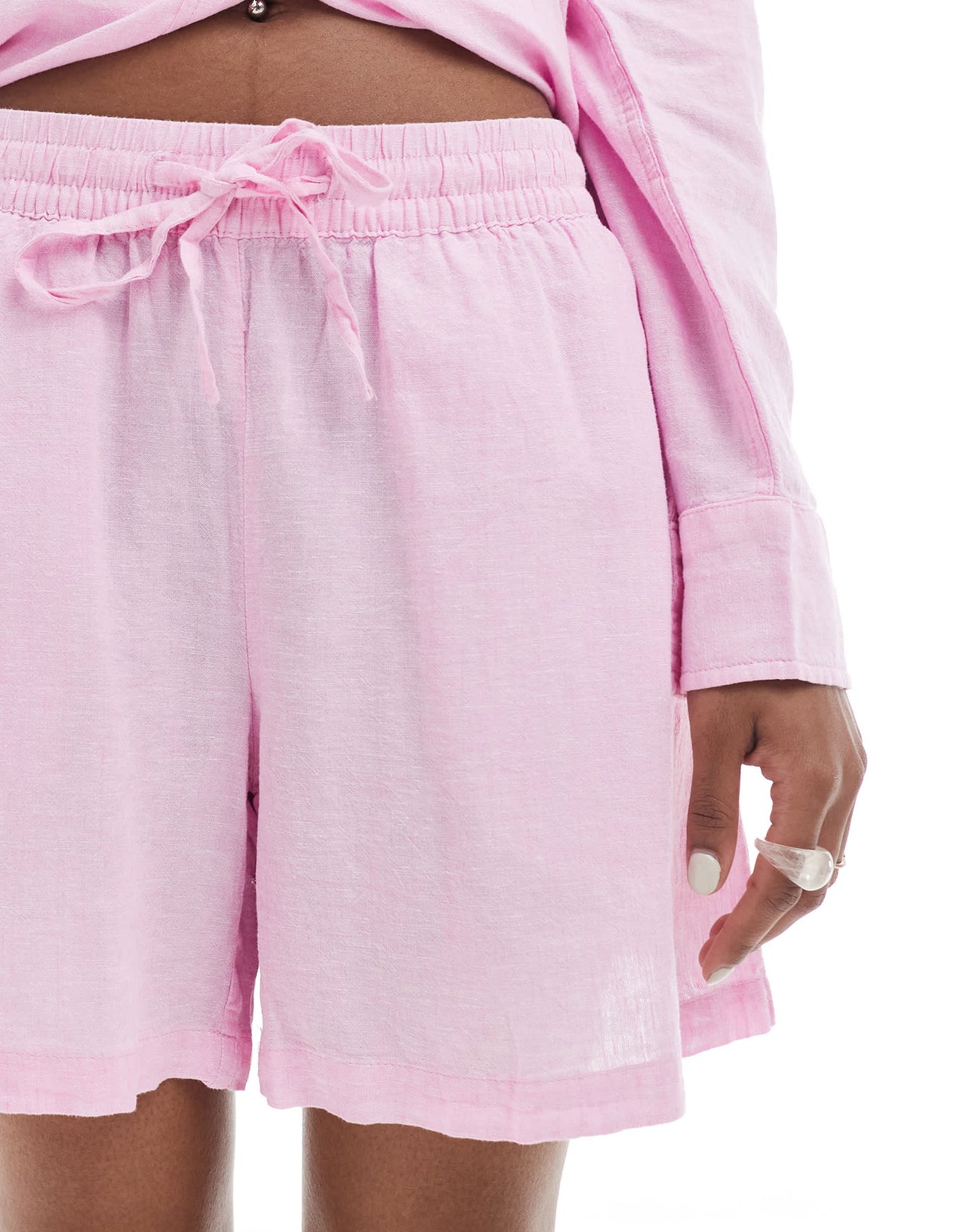 Vero Moda linen touch shorts co-ord in pink