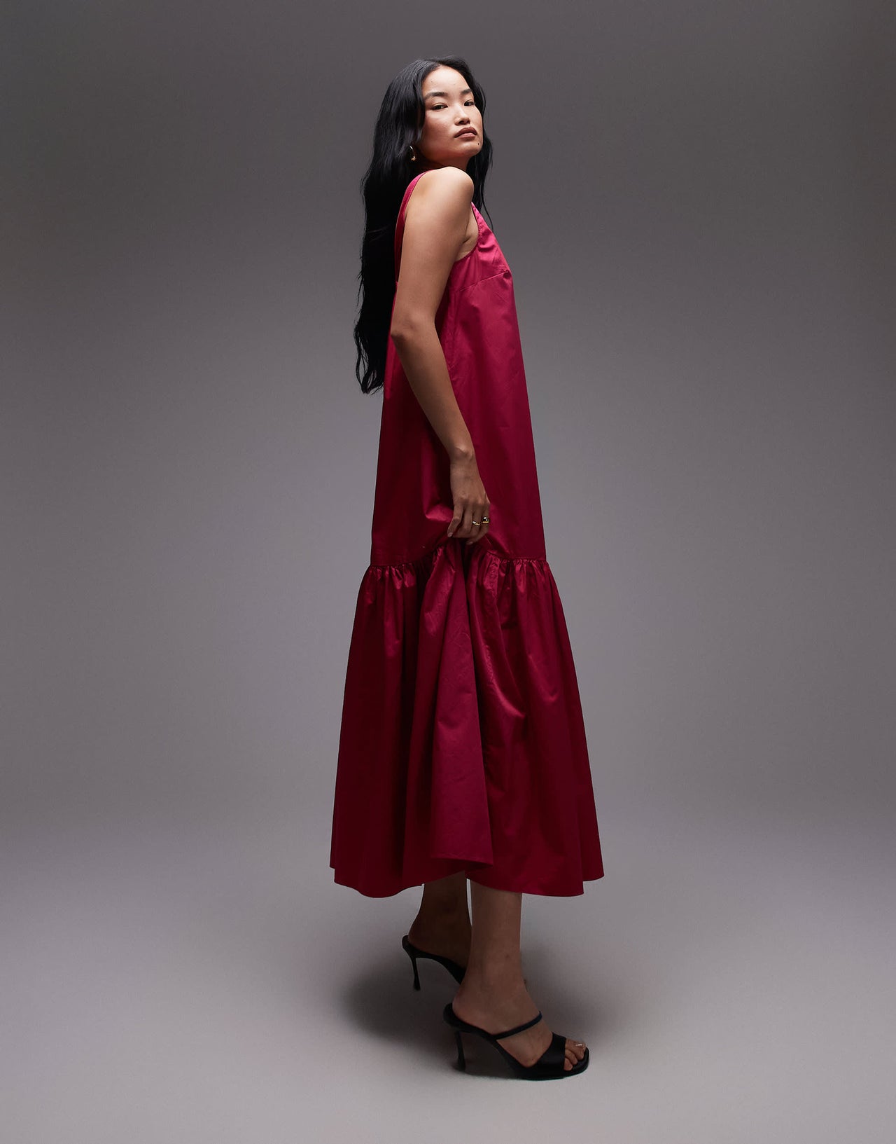 & Other Stories maxi dress with drop waist and low back in pink