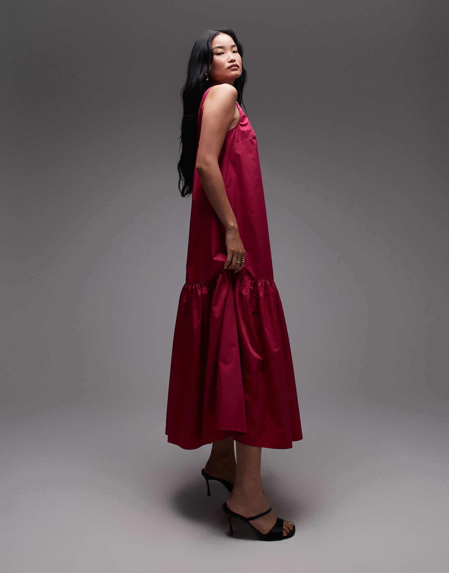 & Other Stories maxi dress with drop waist and low back in pink