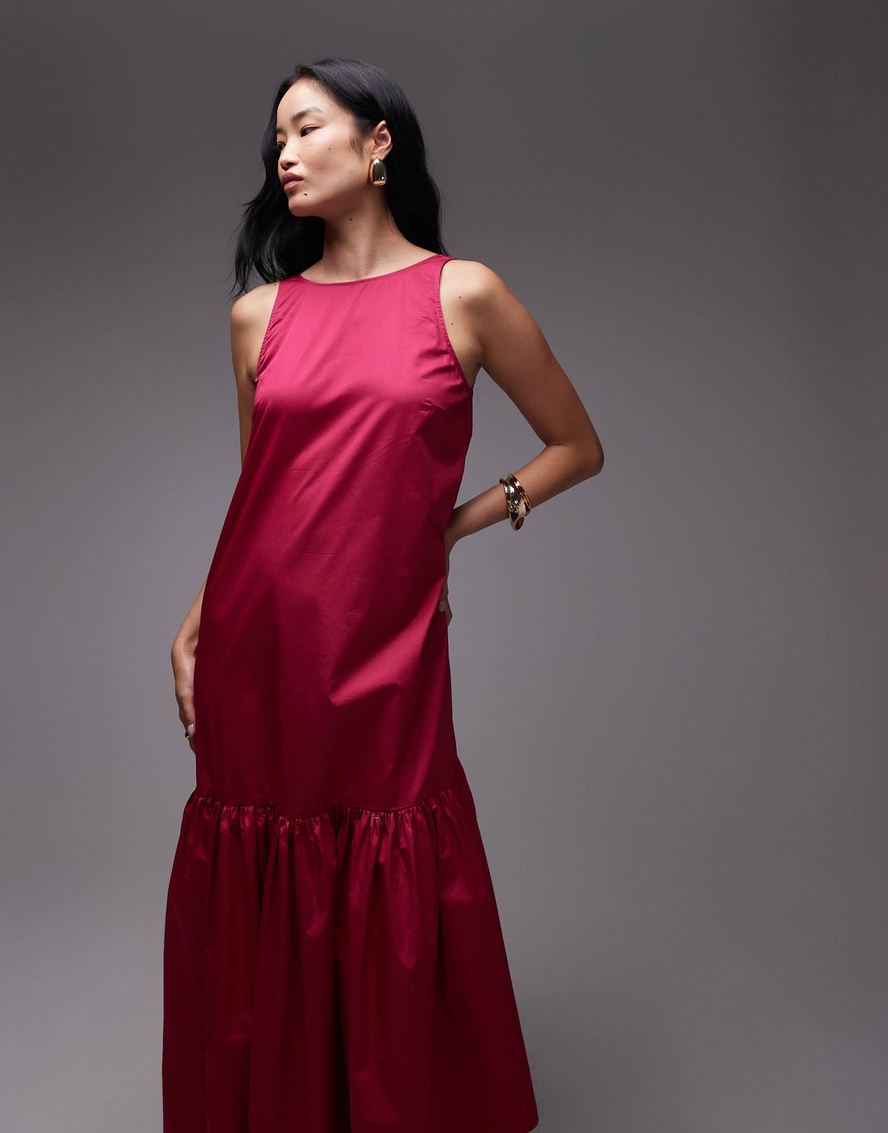 & Other Stories maxi dress with drop waist and low back in pink