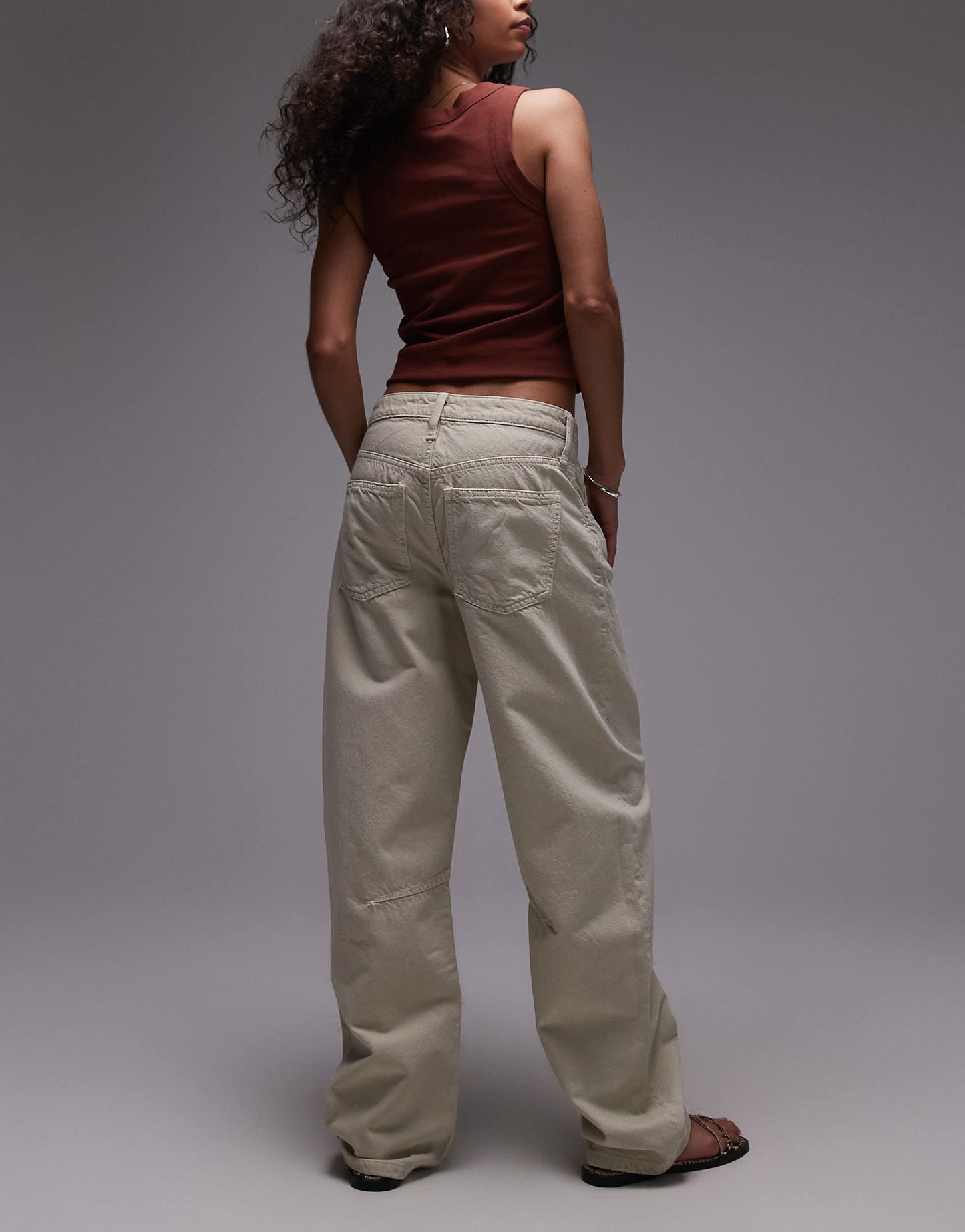Mango cotton barrel jean in stone