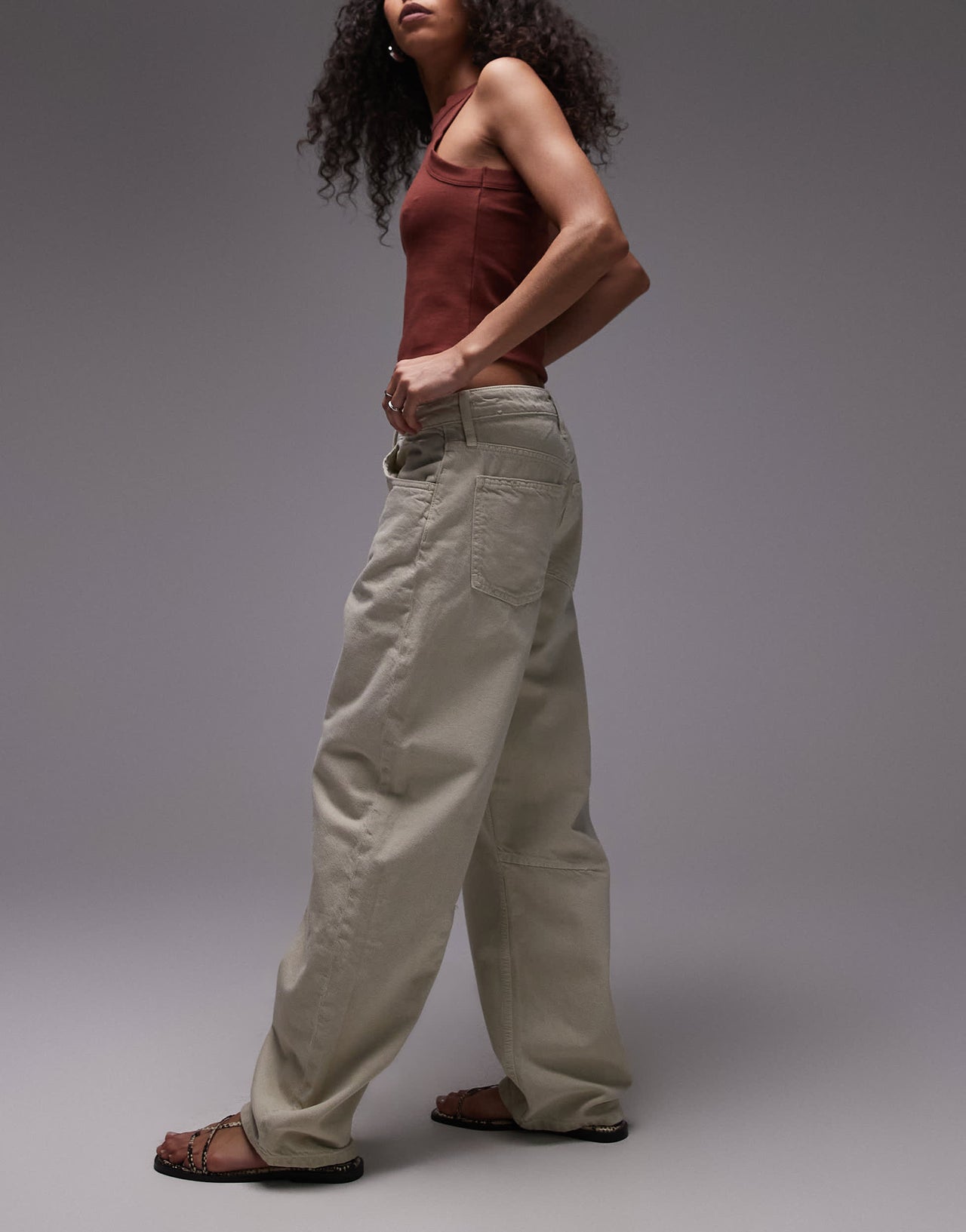 Mango cotton barrel jean in stone