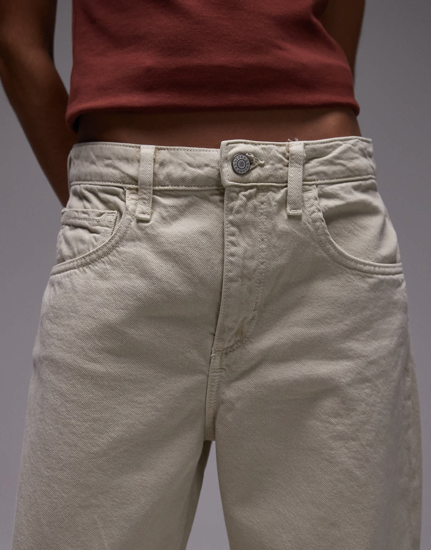 Mango cotton barrel jean in stone