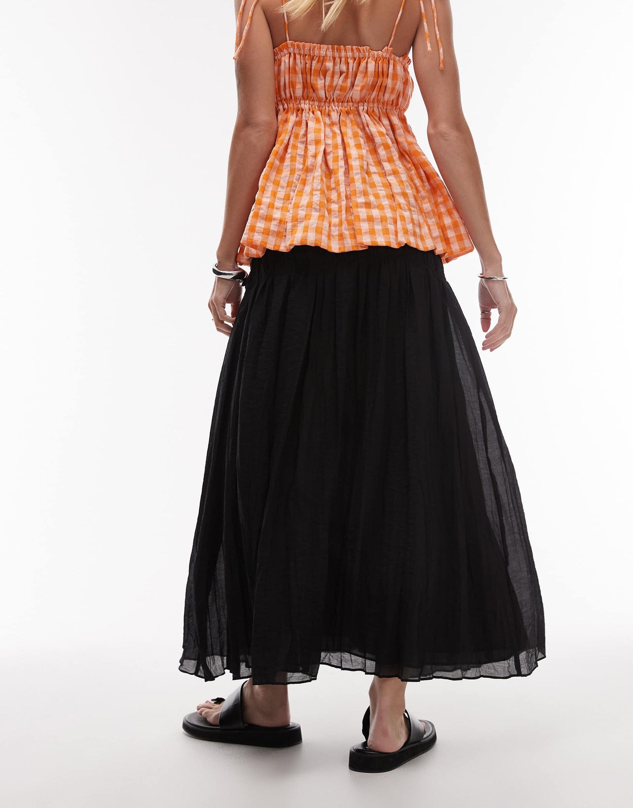 Mango ruched top midi skirt black