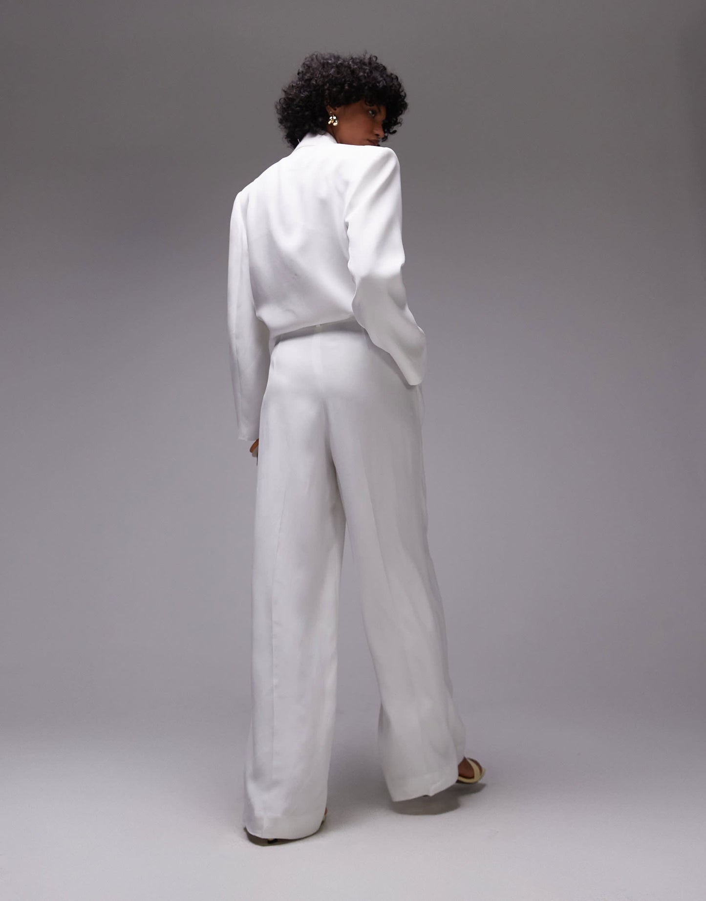 Mango tailored straight leg trouser co-ord in white