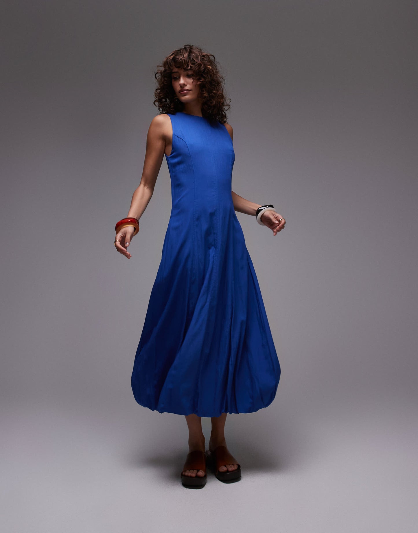 Mango drape hem midi dress in blue