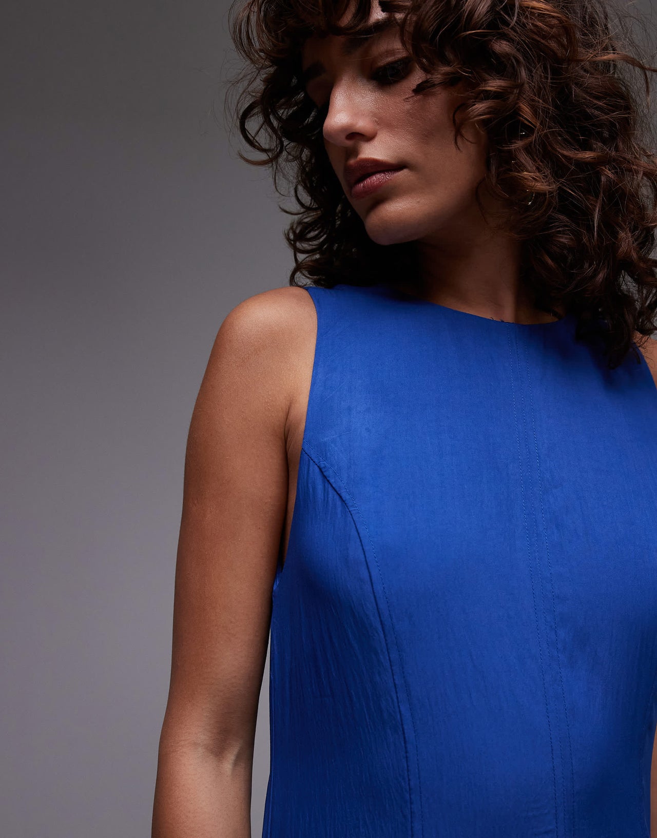 Mango drape hem midi dress in blue