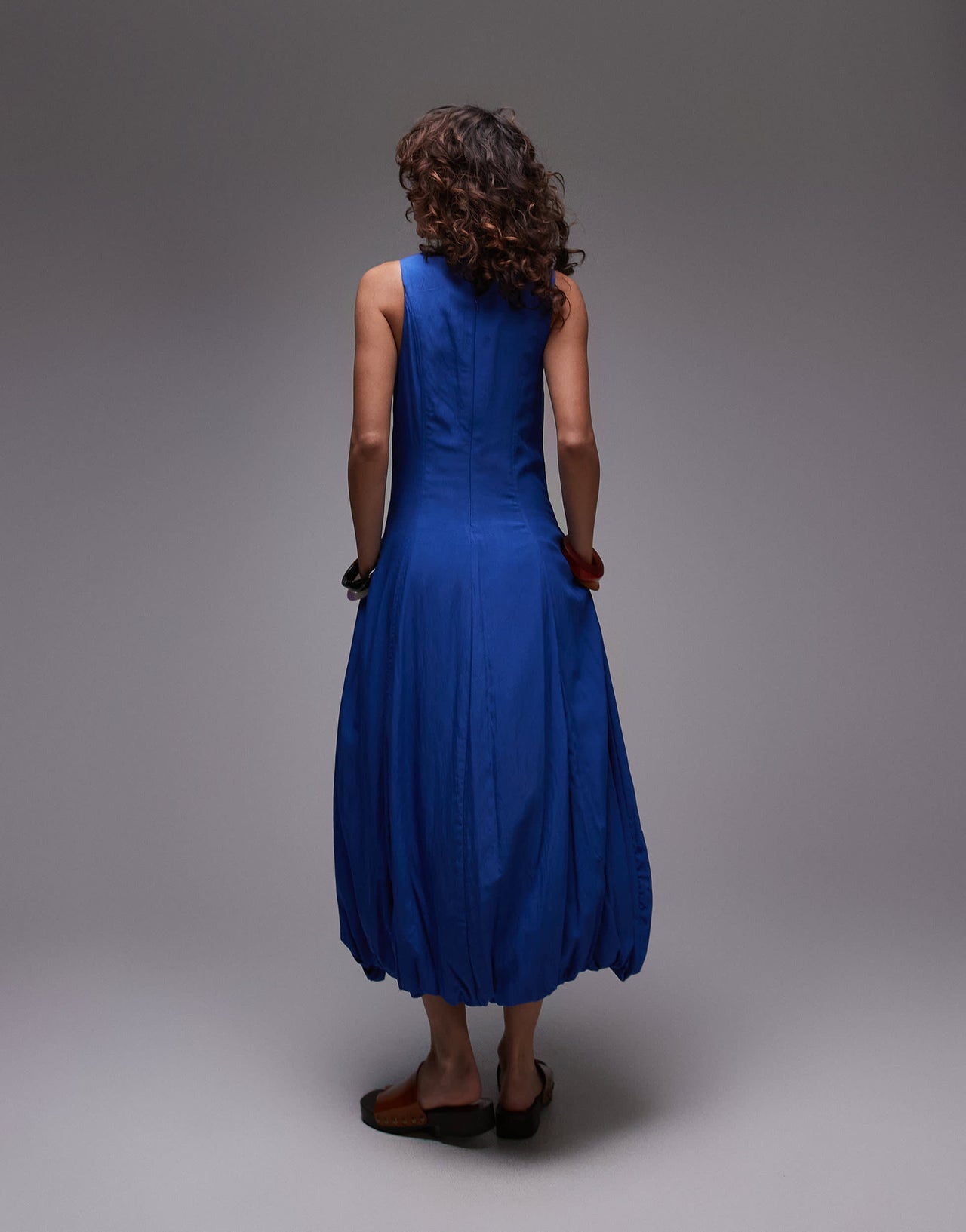 Mango drape hem midi dress in blue