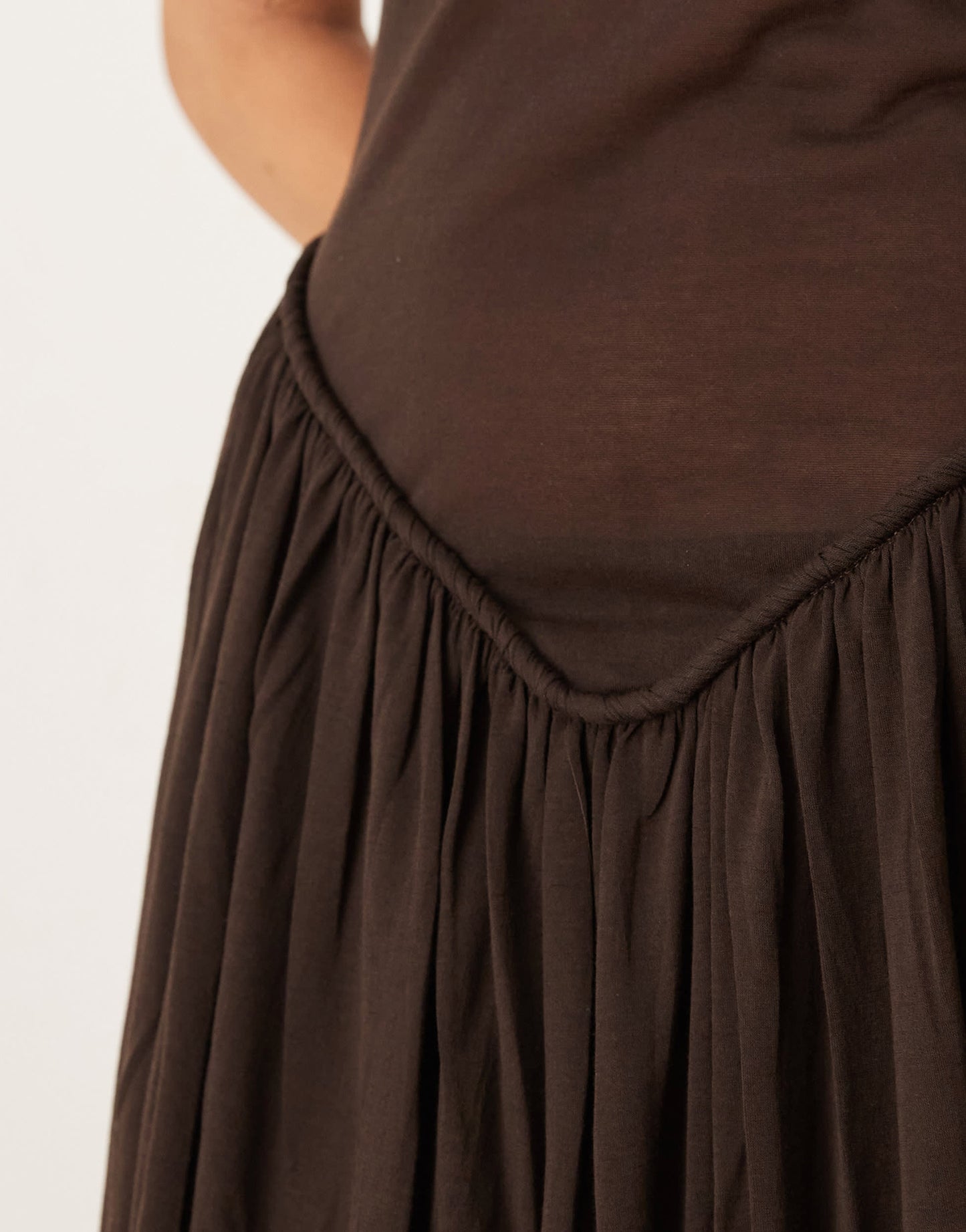Mango capsule rami dropped waist crinkle midi dress in chocolate