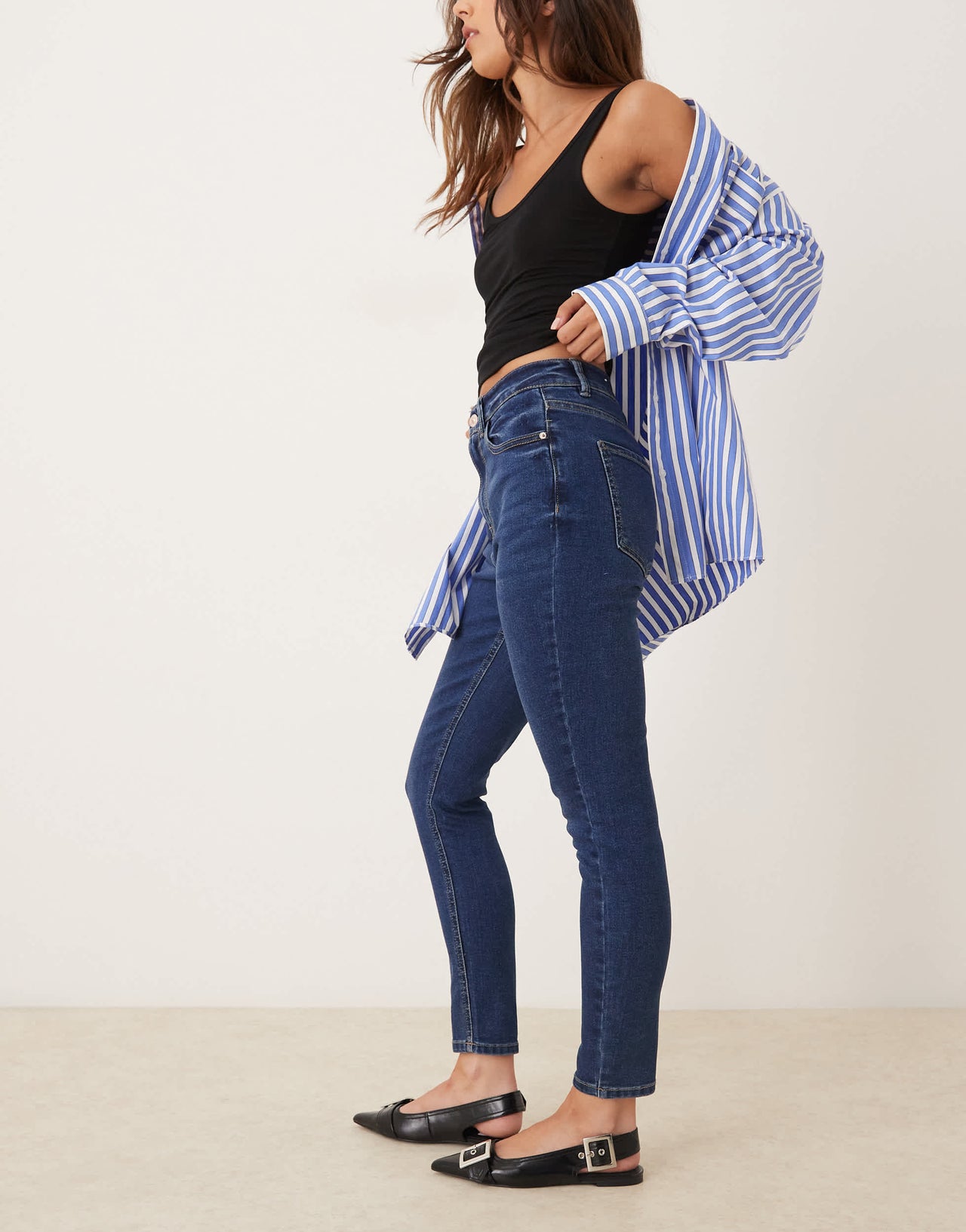 Pimkie high waisted skinny jeans in dark blue wash