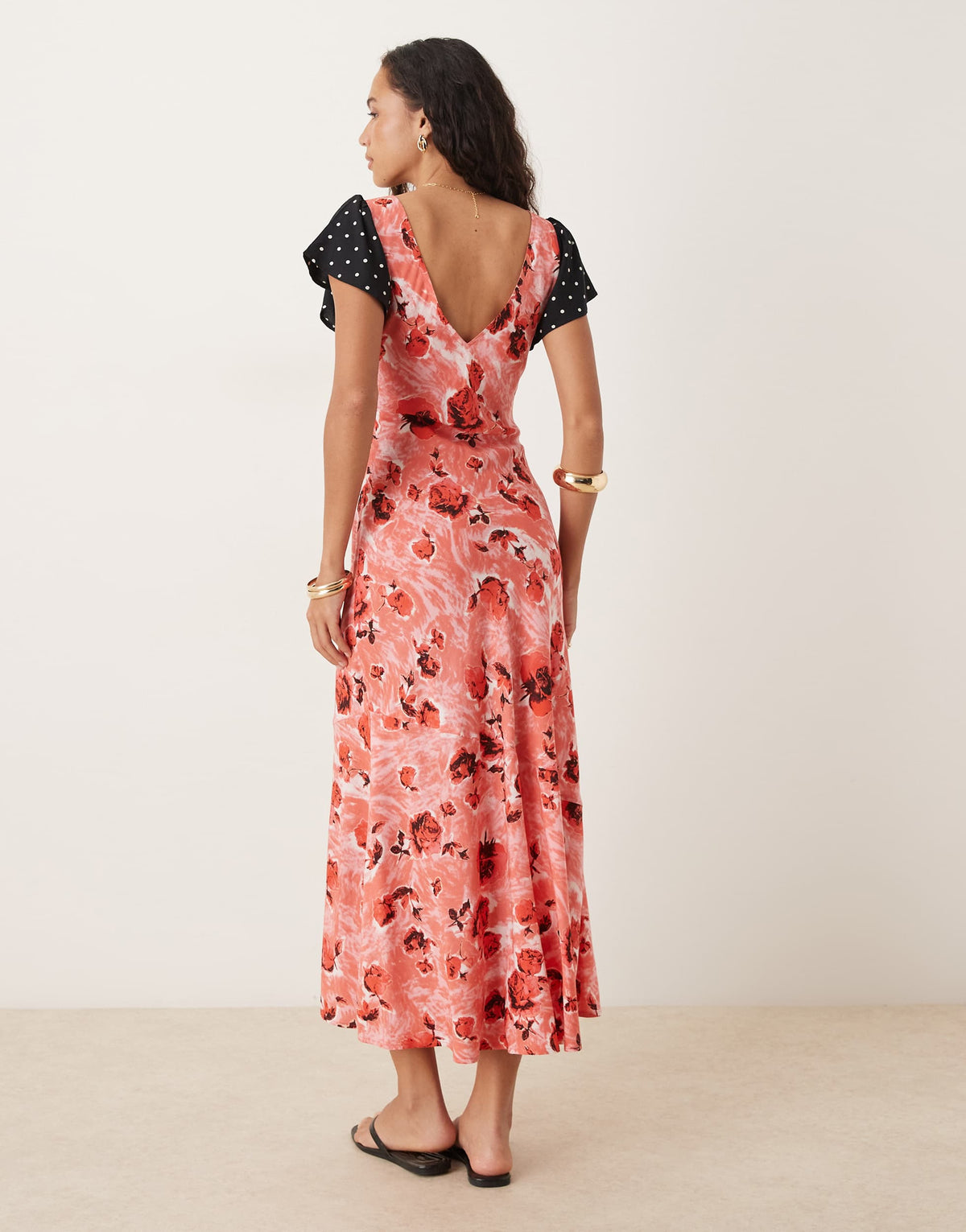 ASOS DESIGN angel sleeve midi tea dress in floral print