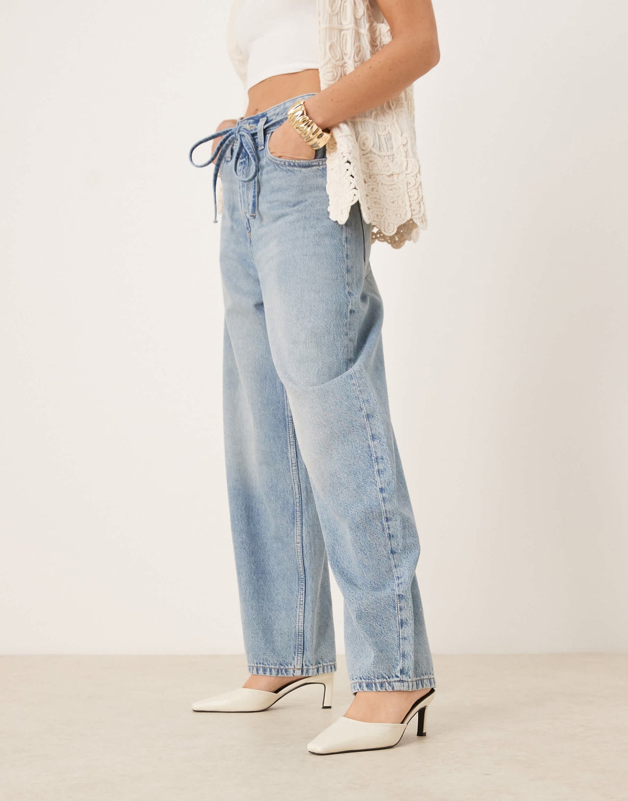 RAID Alya heeled mules in off white