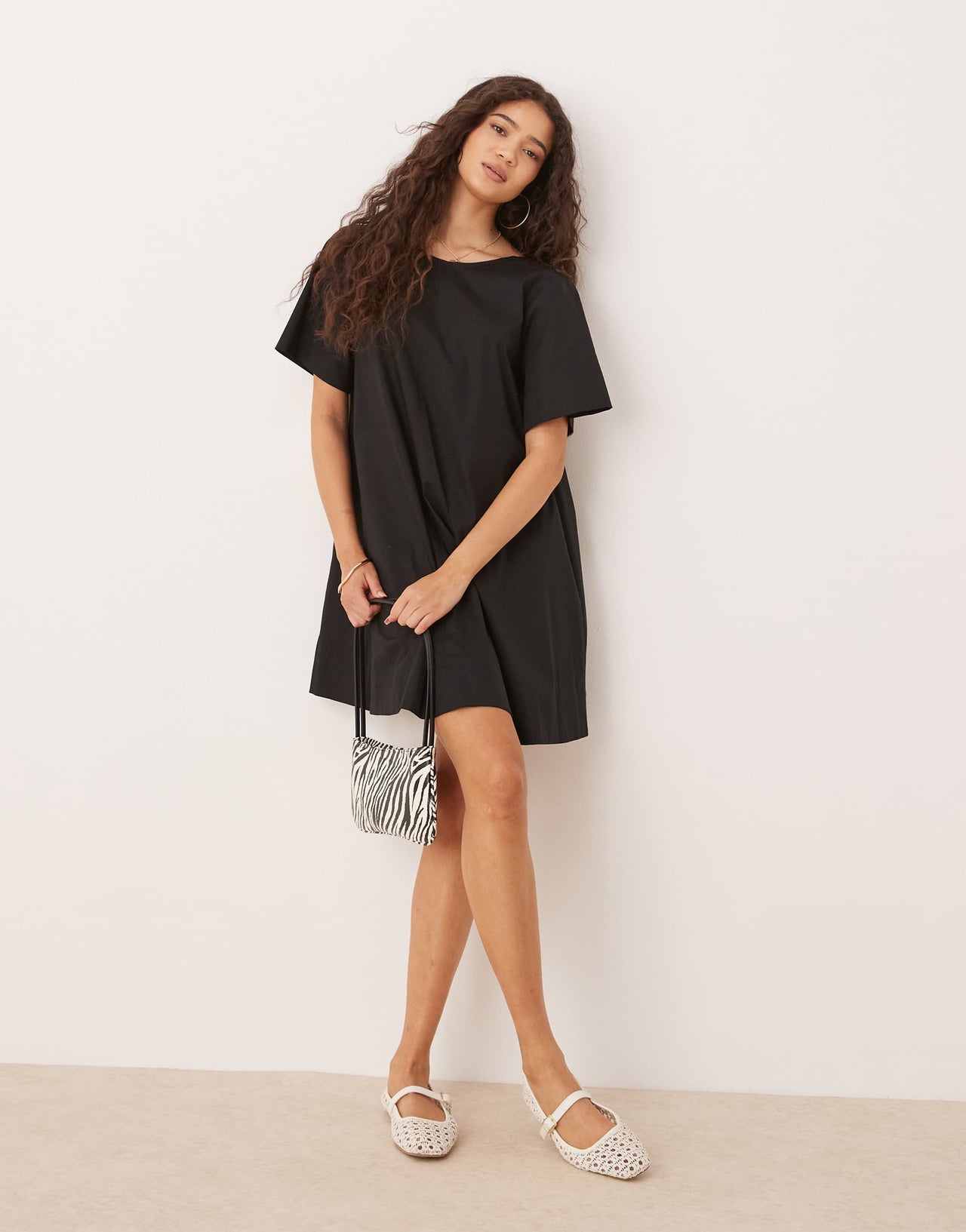 ASOS DESIGN smock mini t-shirt dress in black