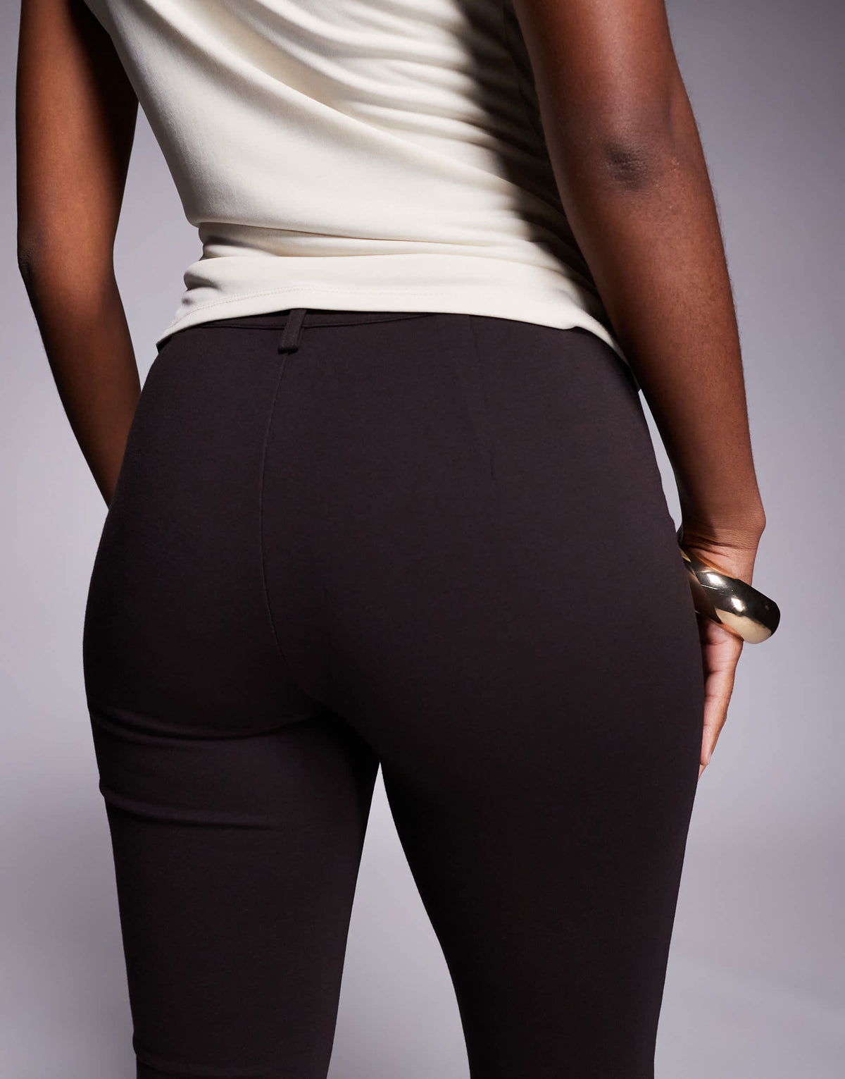 ASOS DESIGN Premium ponte flare trouser with tailored waistband in chocolate