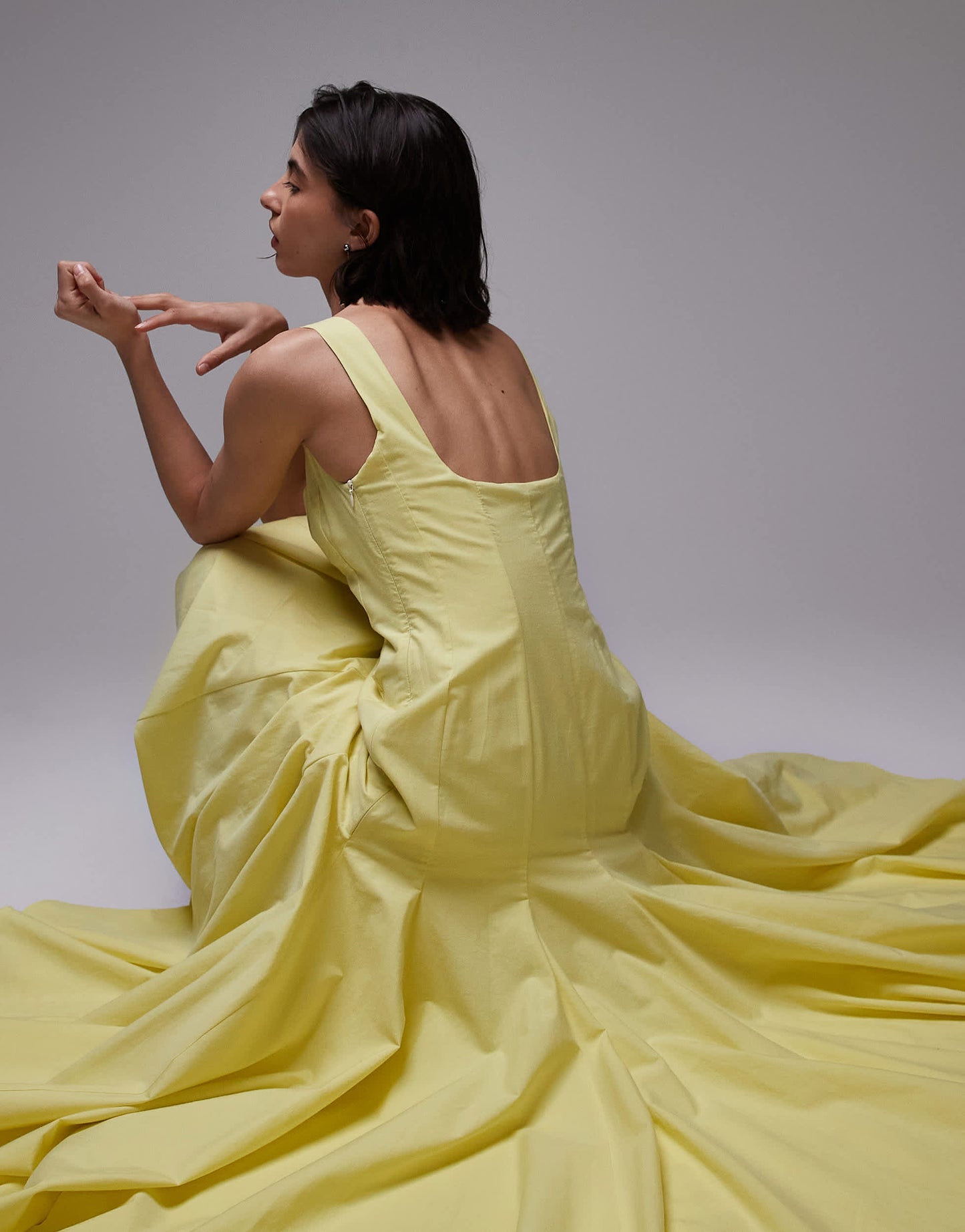 ASOS DESIGN dropped waist panelled maxi dress in lemon