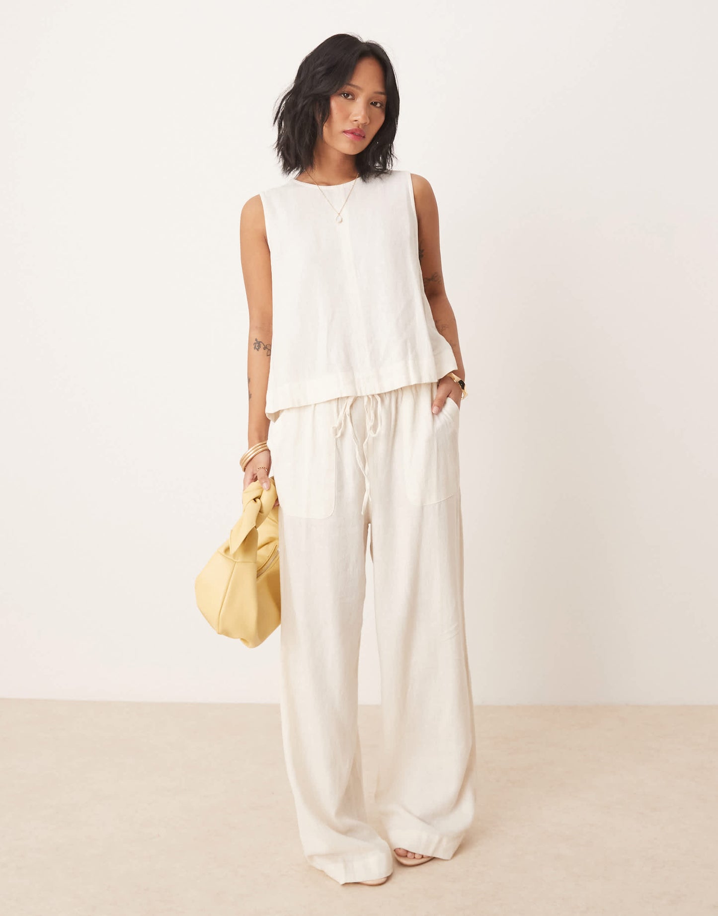 Nobody's Child Petite Shona straight leg trousers co-ord in cream