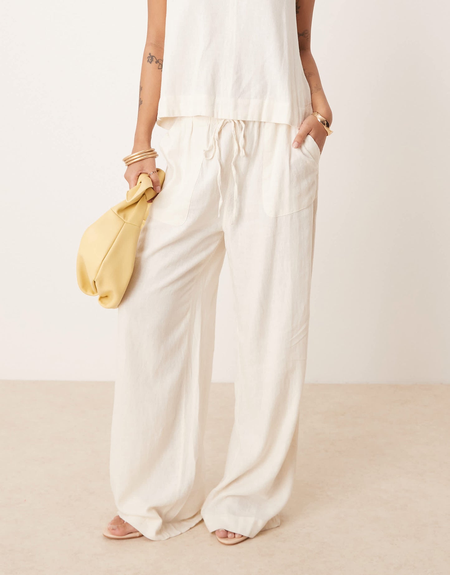 Nobody's Child Petite Shona straight leg trousers co-ord in cream