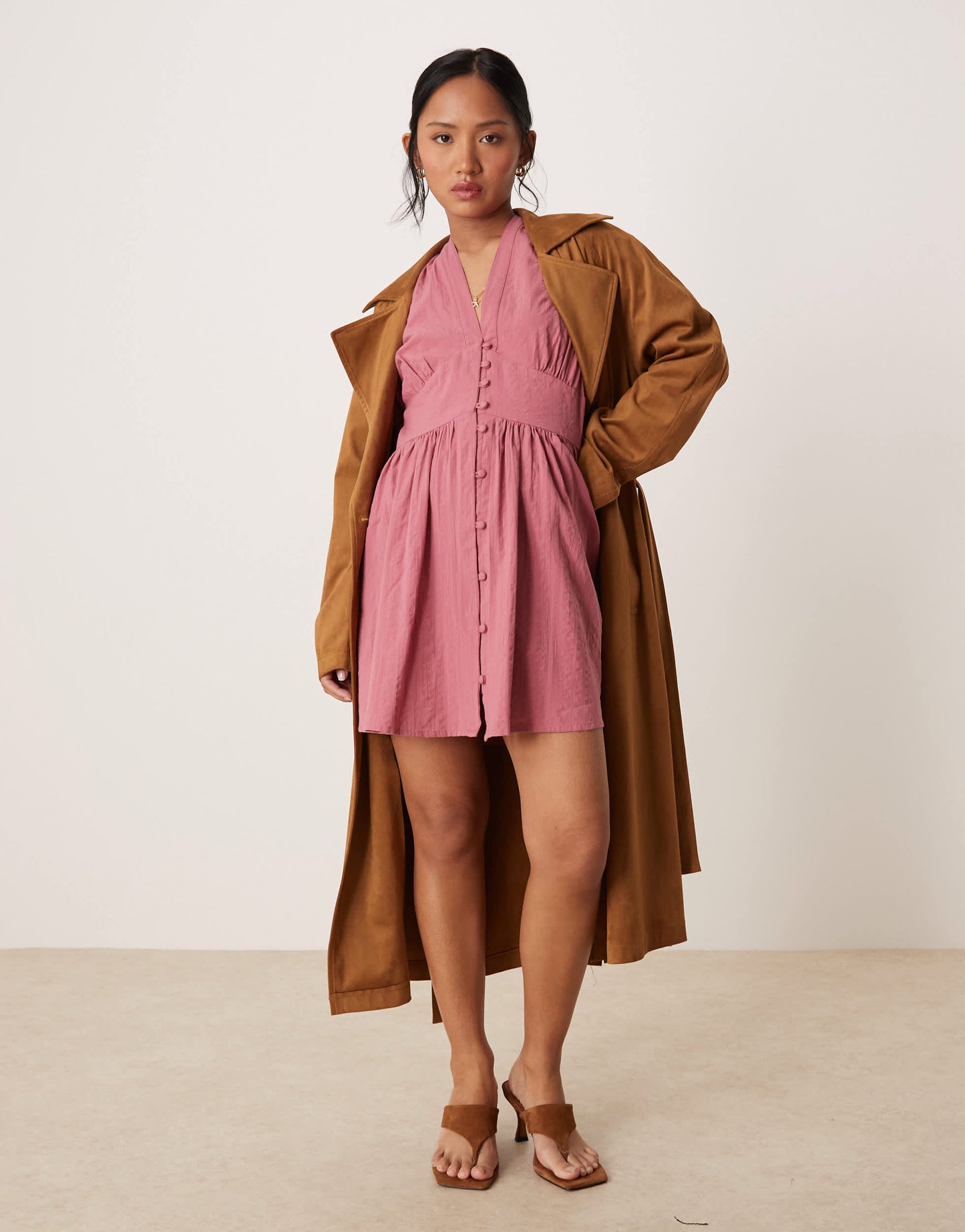 Nobody's Child Petite Starlight long sleeve mini dress in pink