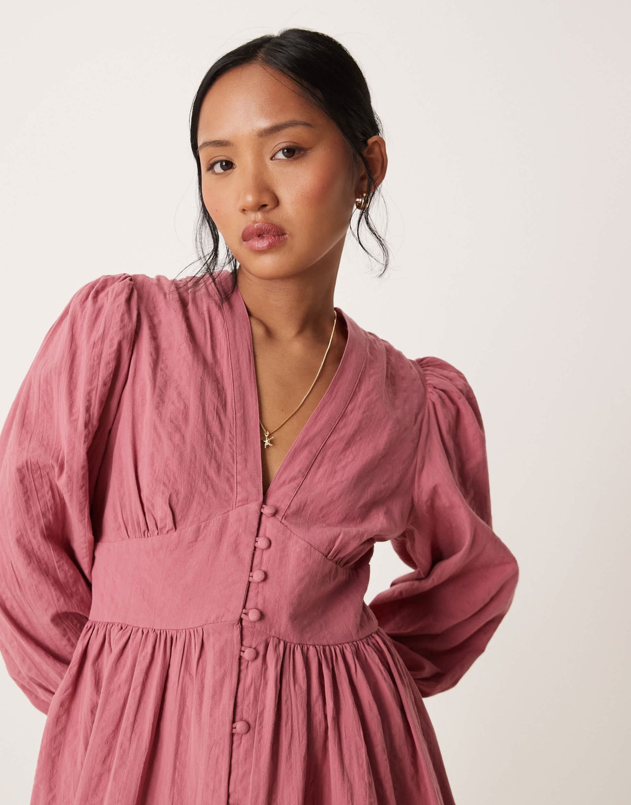 Nobody's Child Petite Starlight long sleeve mini dress in pink