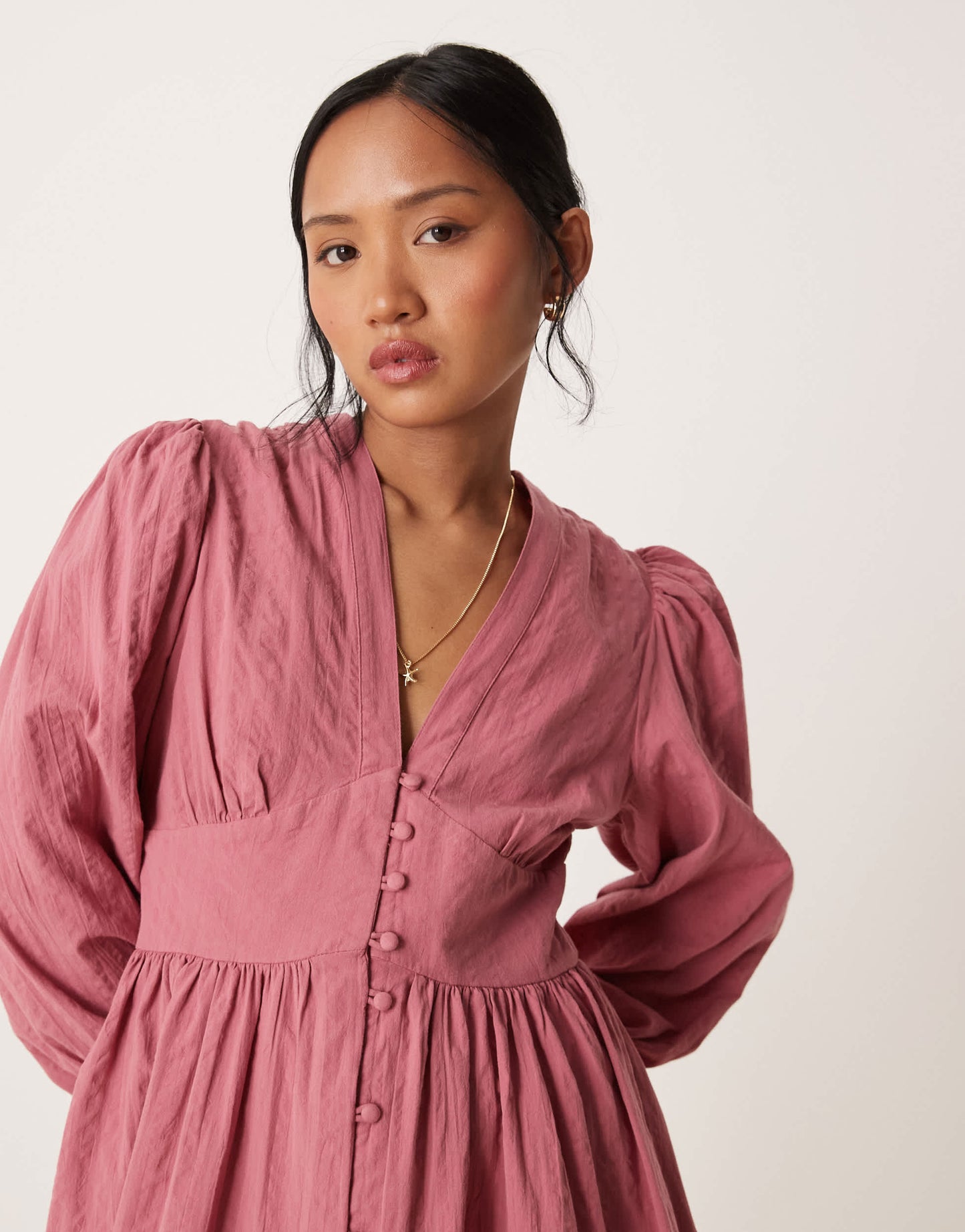 Nobody's Child Petite Starlight long sleeve mini dress in pink