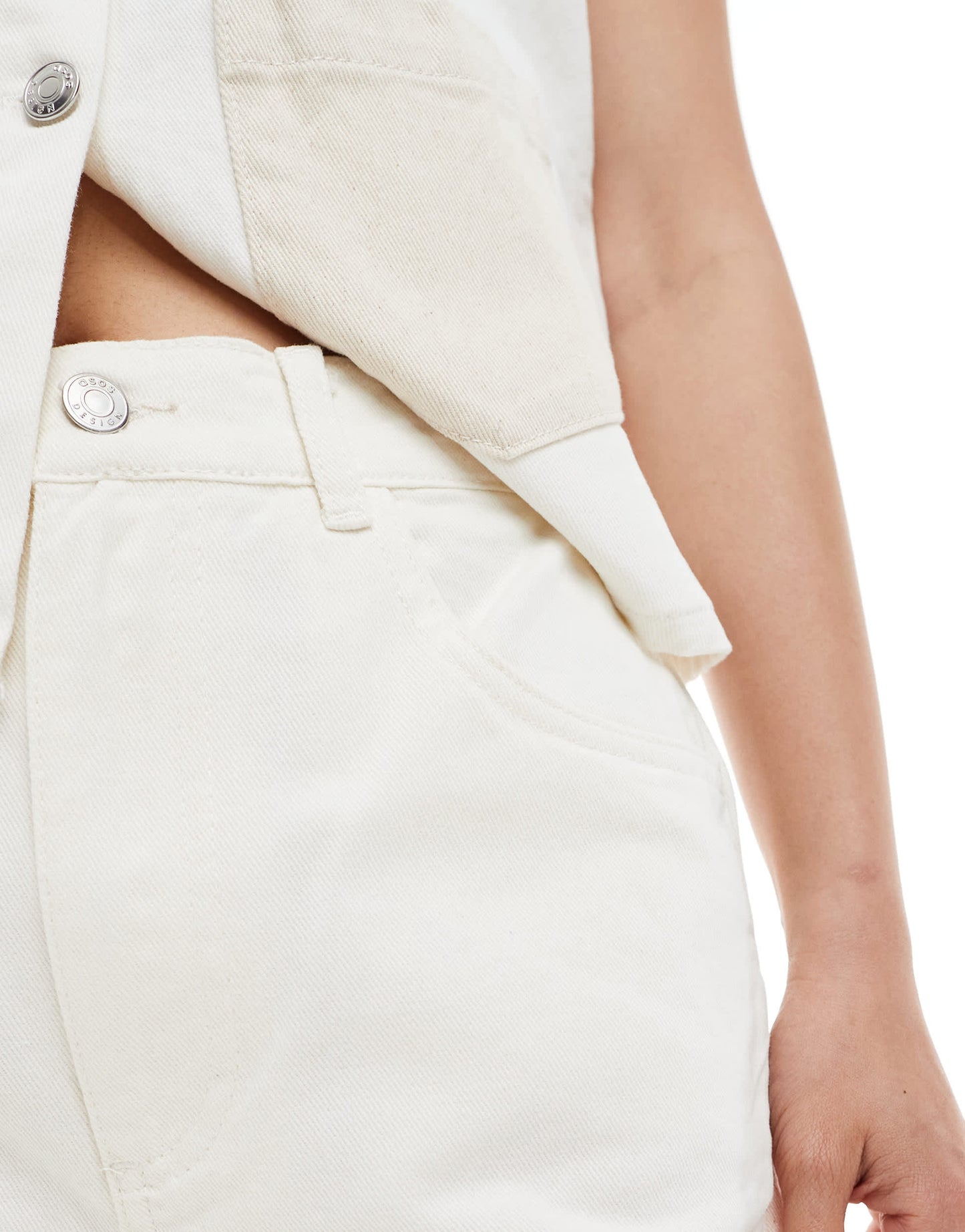 ASOS DESIGN dad short with two tone panels in ecru and beige co-ord