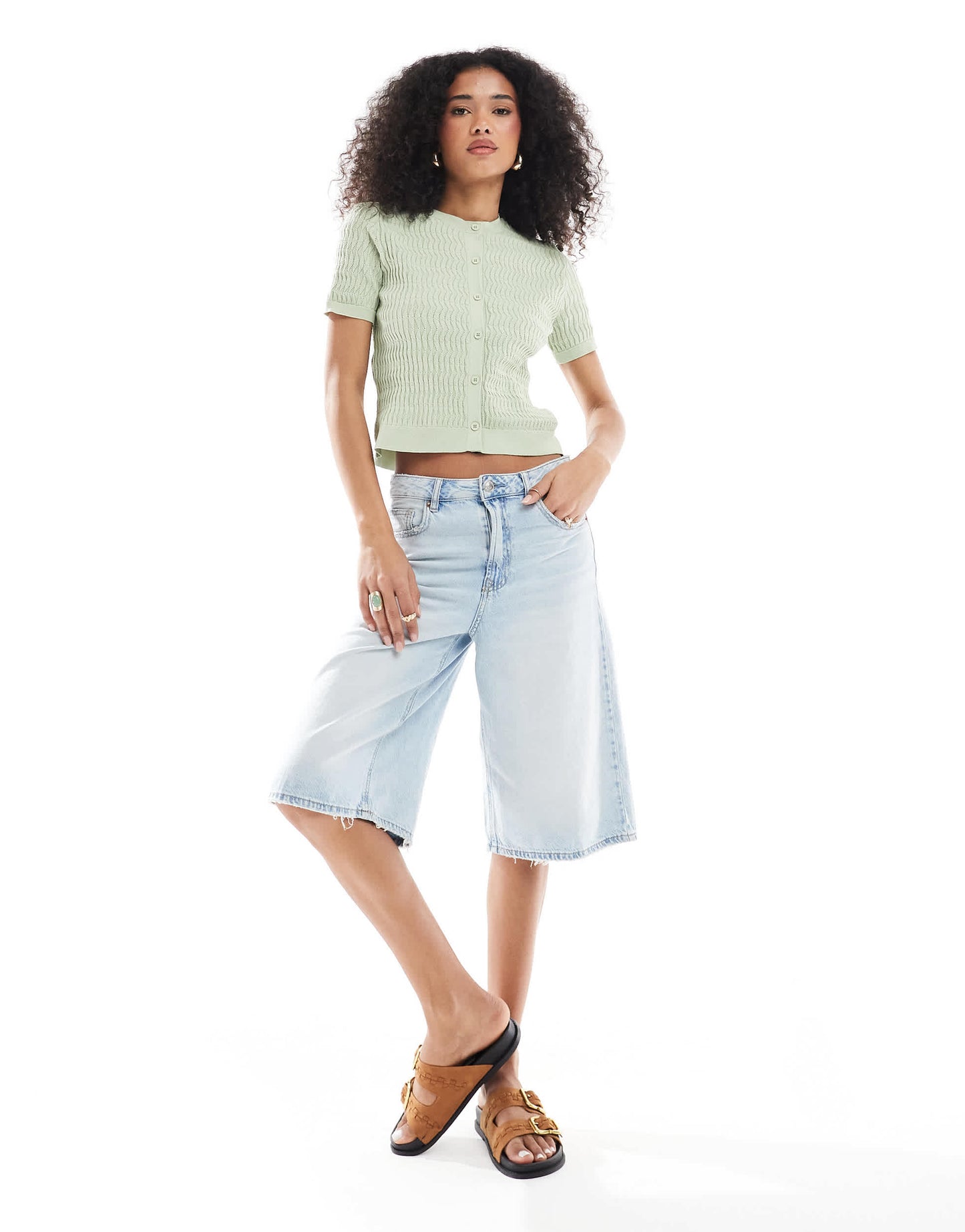 ASOS DESIGN knitted cardigan in sage green