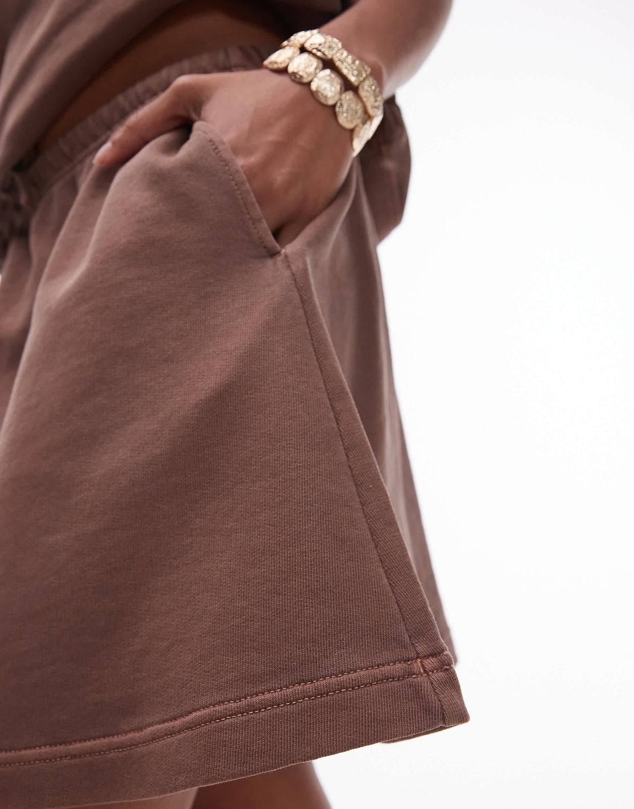 ARKET soft touch elasticated waist mini skirt in brown