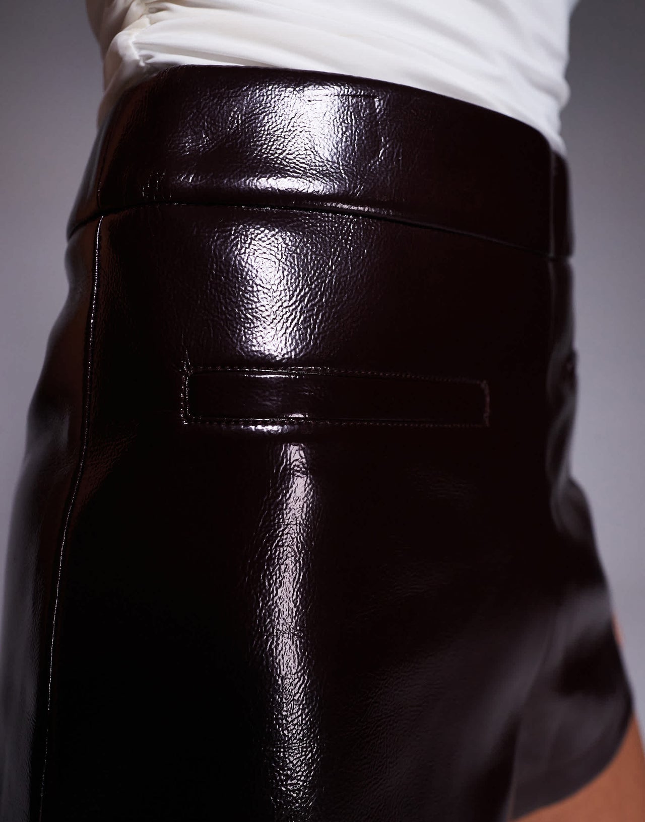 River Island faux leather high waisted shorts in burgundy