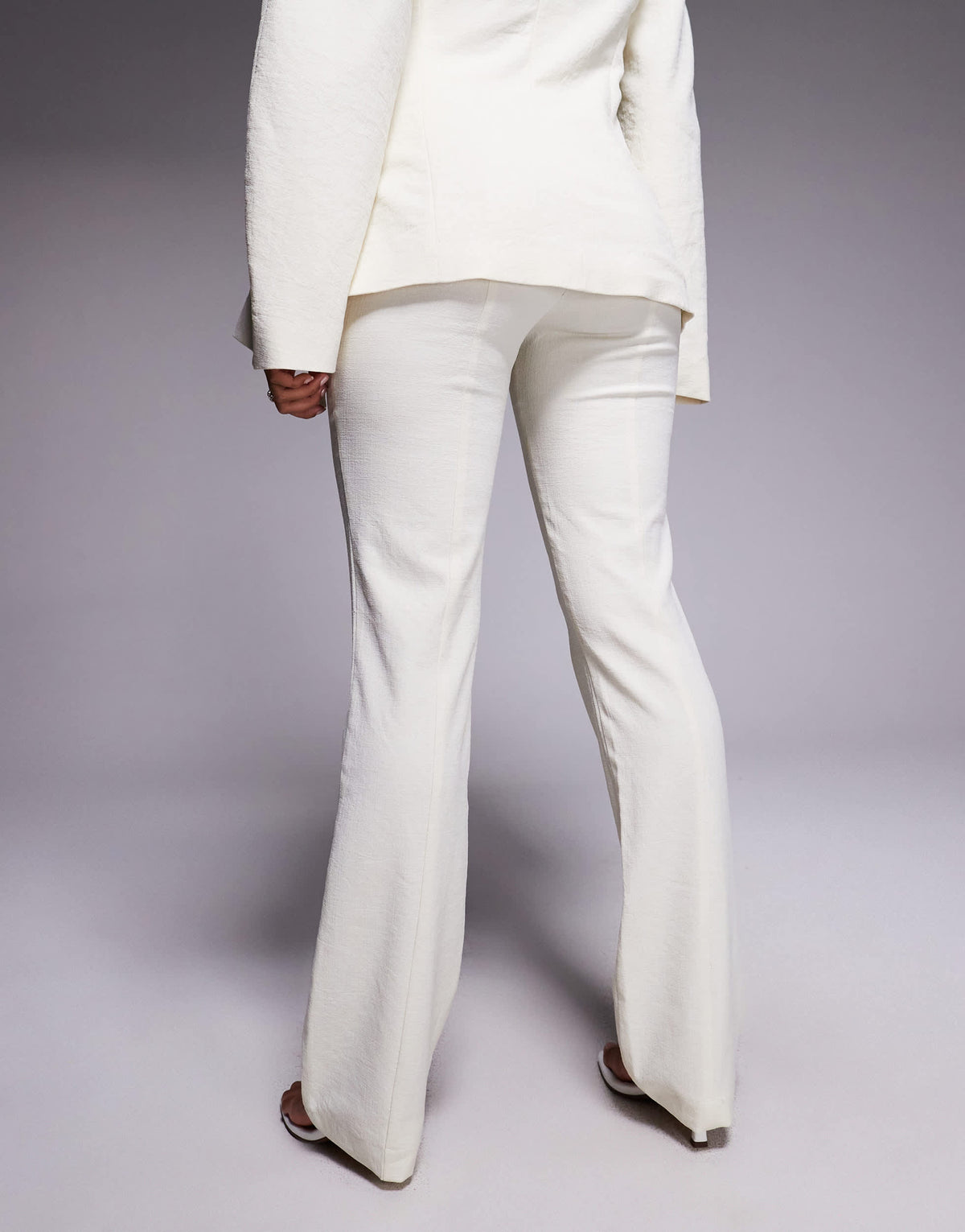 ASOS DESIGN tailored linen look flare trousers co-ord in buttermilk
