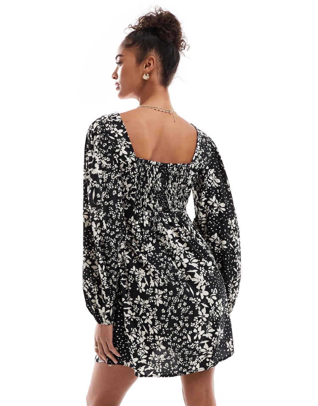 Wednesday's Girl mini tea dress in monochrome floral