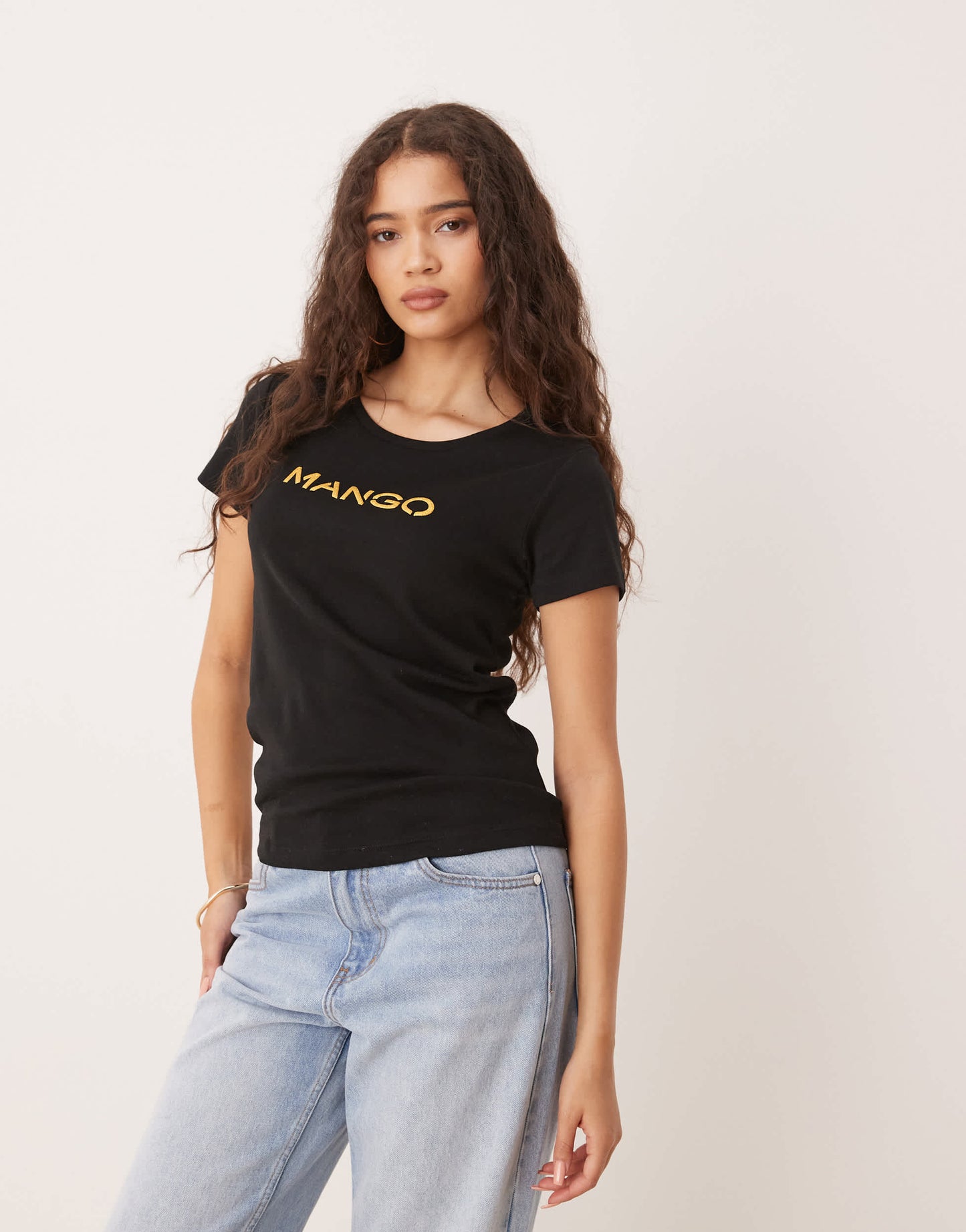 Mango logo t-shirt in black