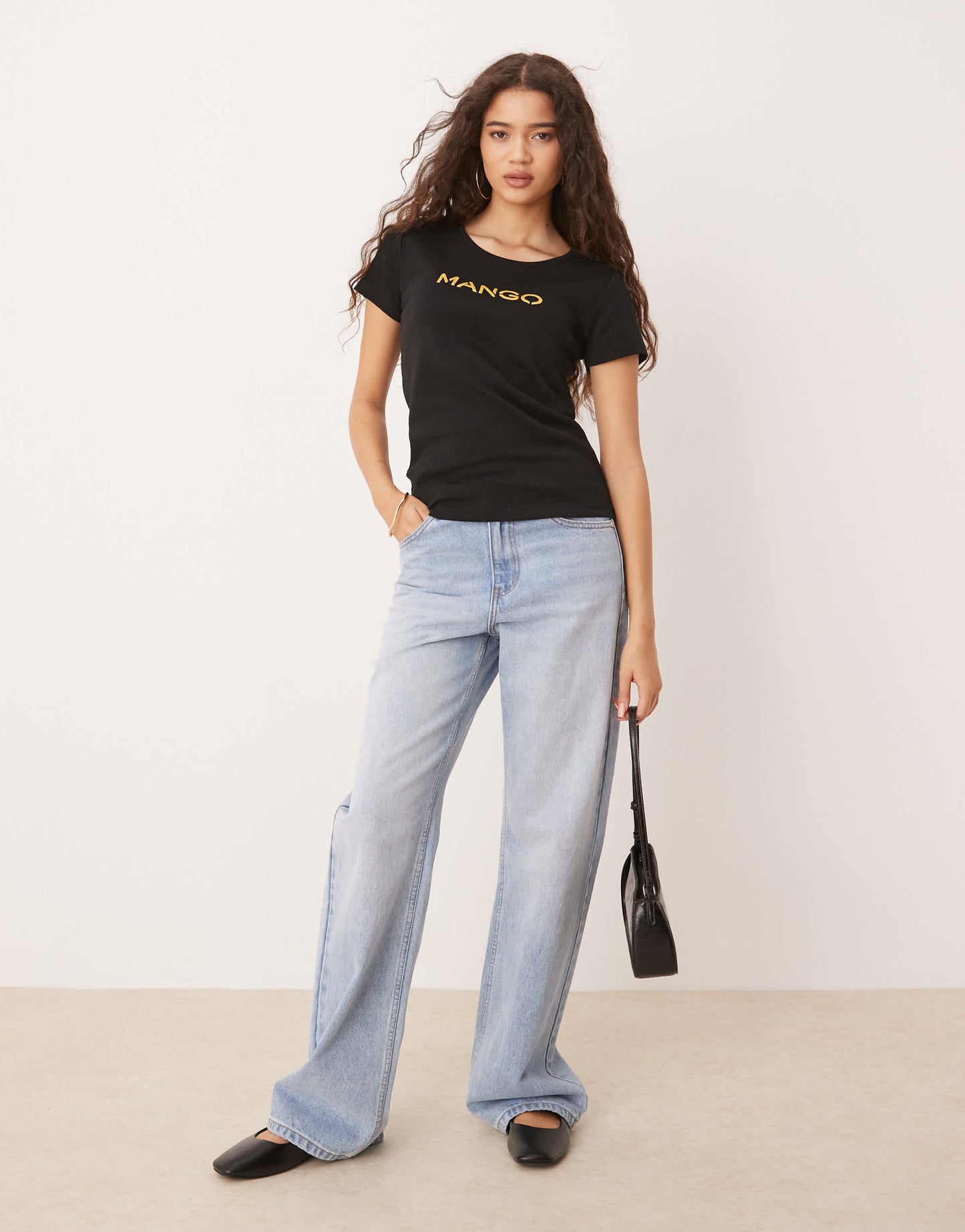Mango logo t-shirt in black