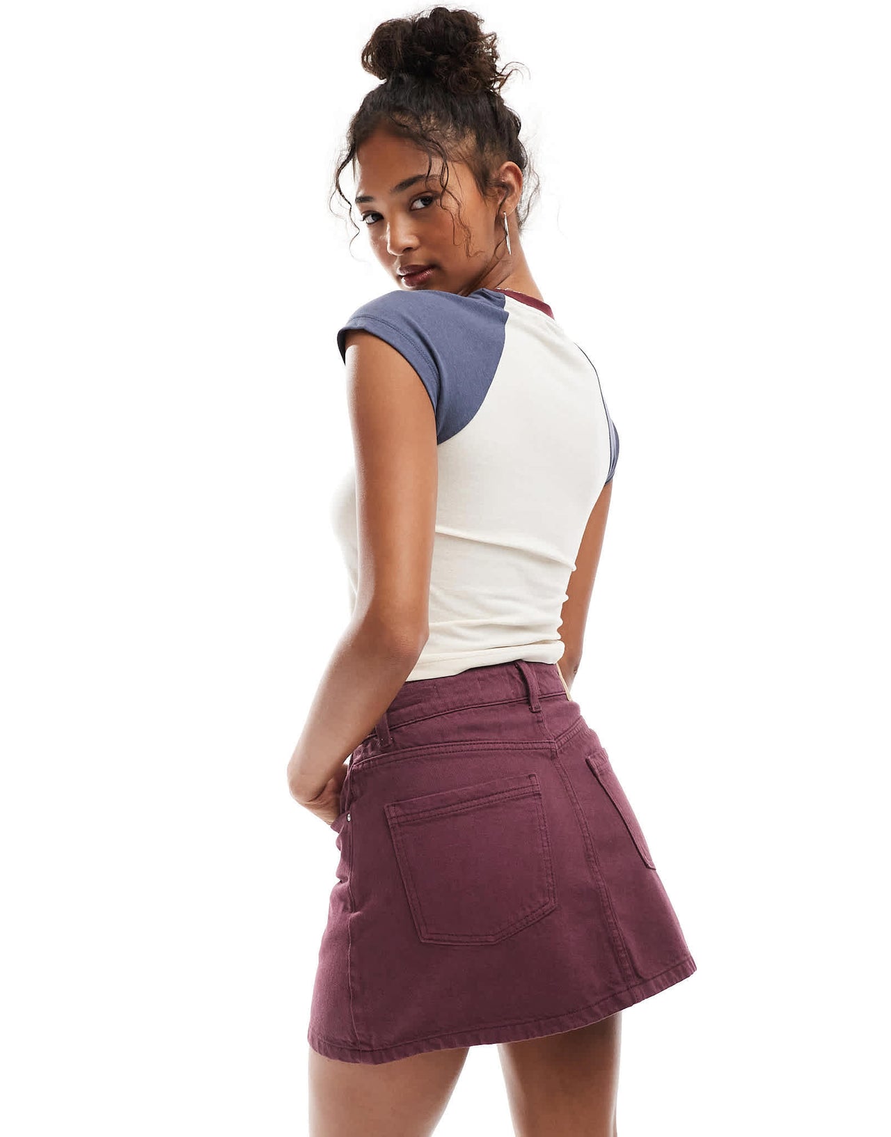 Cotton On original denim mini skirt in berry