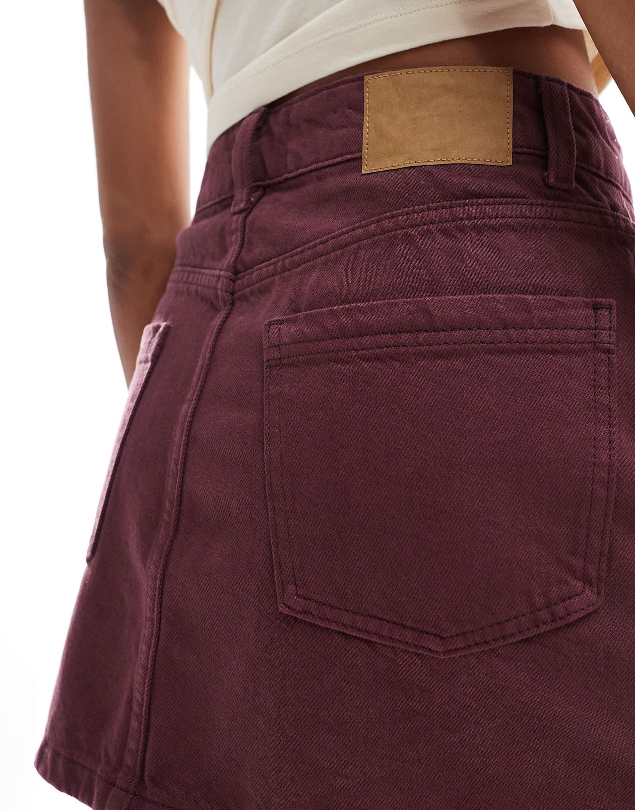 Cotton On original denim mini skirt in berry
