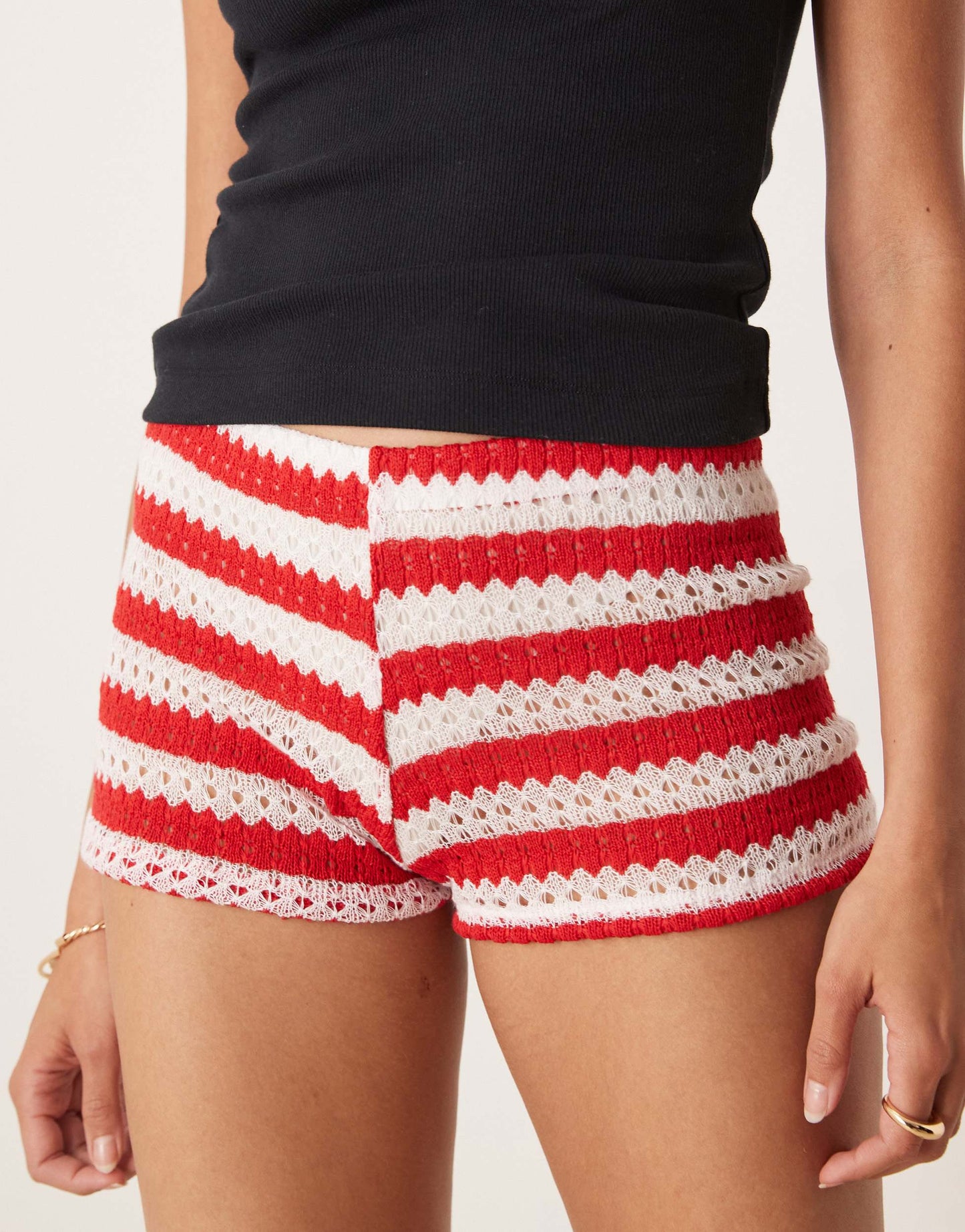 ASOS DESIGN crochet micro short in red and white stripe