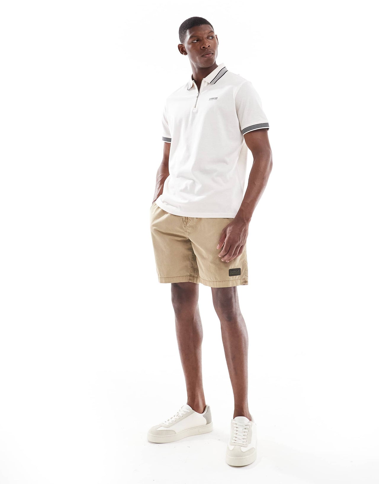 Barbour International buckley garment dyed shorts in beige