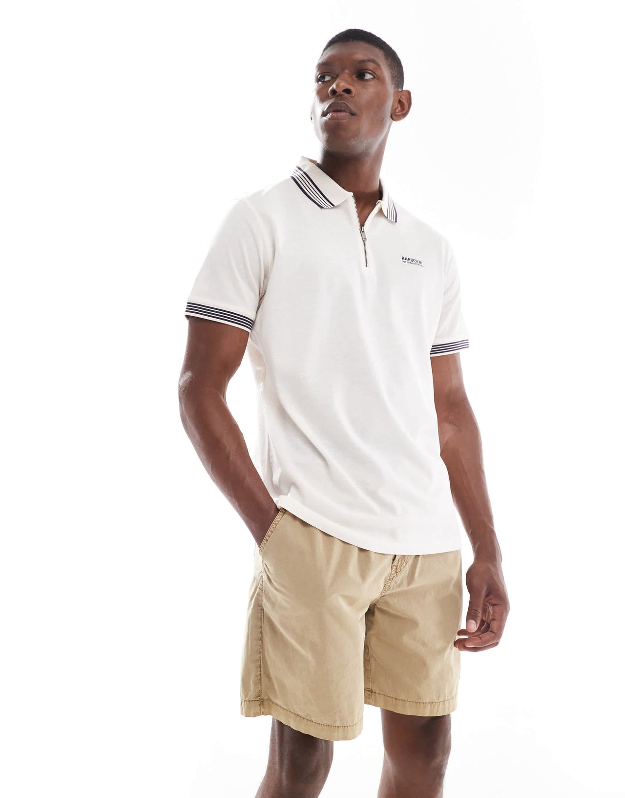Barbour International buckley garment dyed shorts in beige