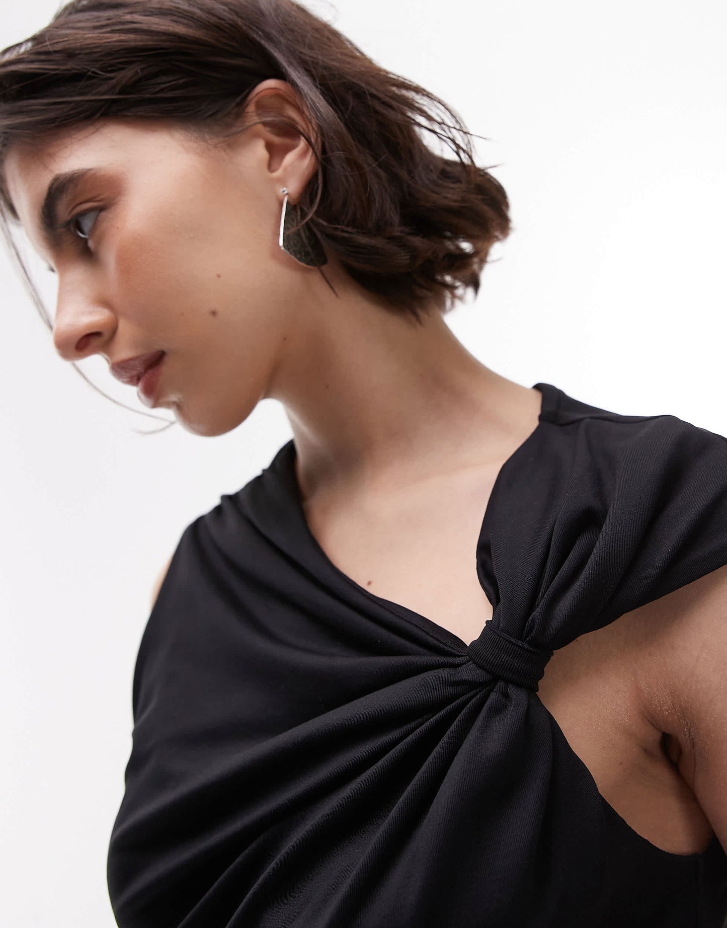 Topshop knot shoulder top in black