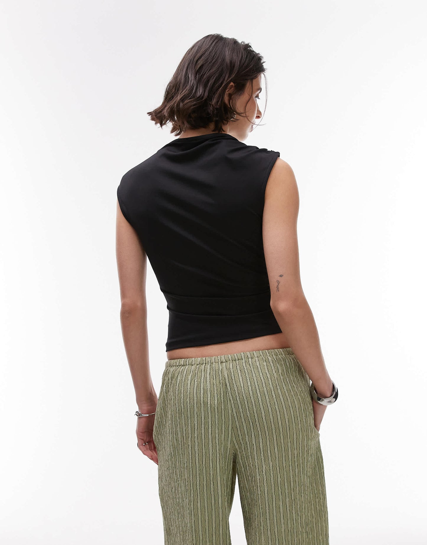 Topshop knot shoulder top in black