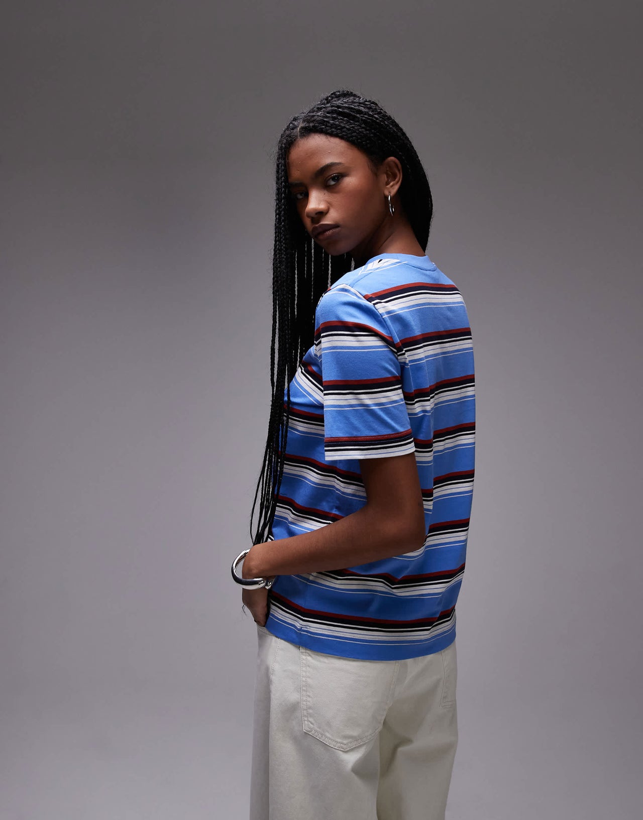 ARKET t-shirt in blue retro stripe