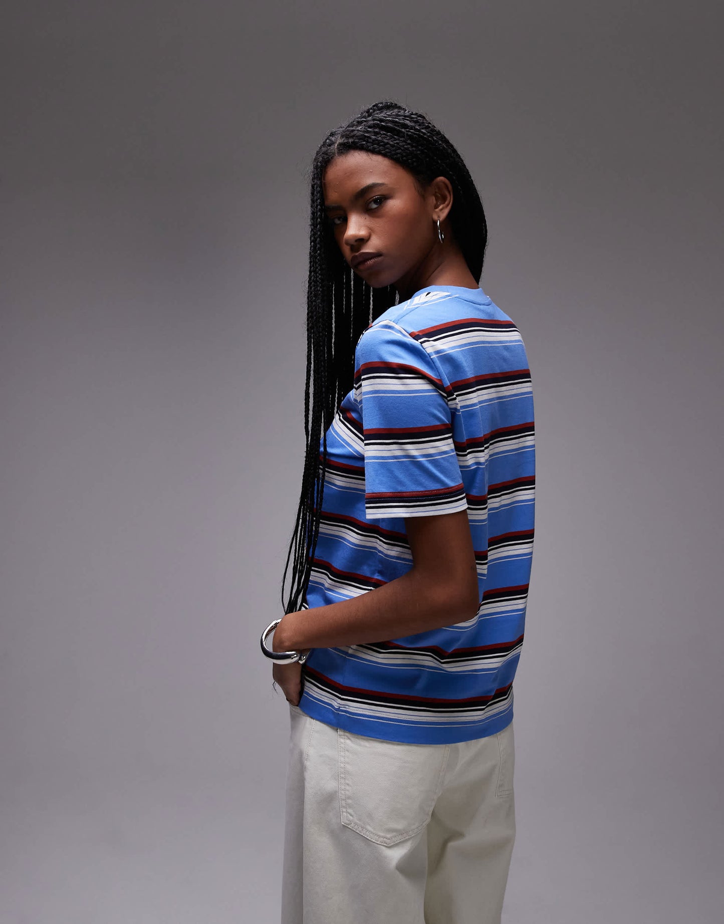 ARKET t-shirt in blue retro stripe