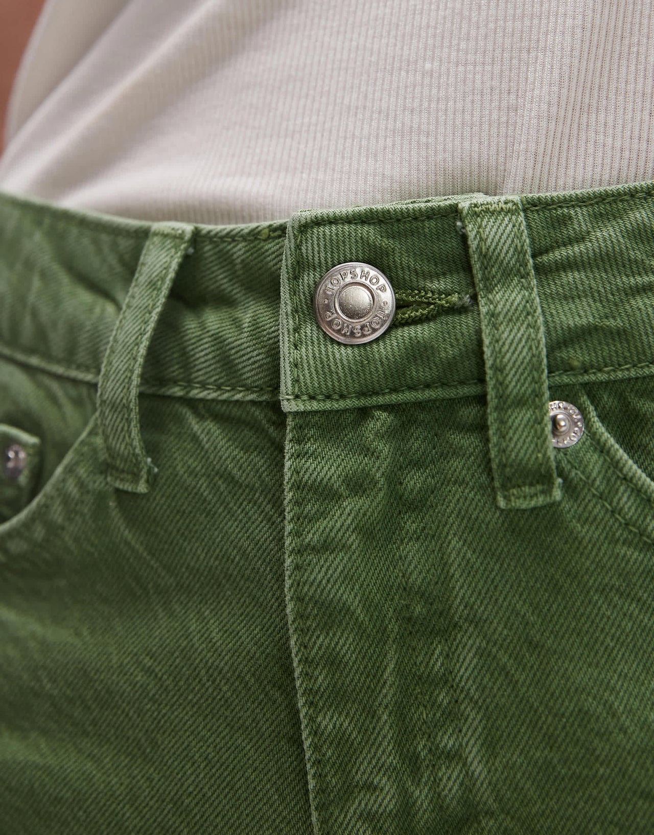 Topshop denim knicker short in green