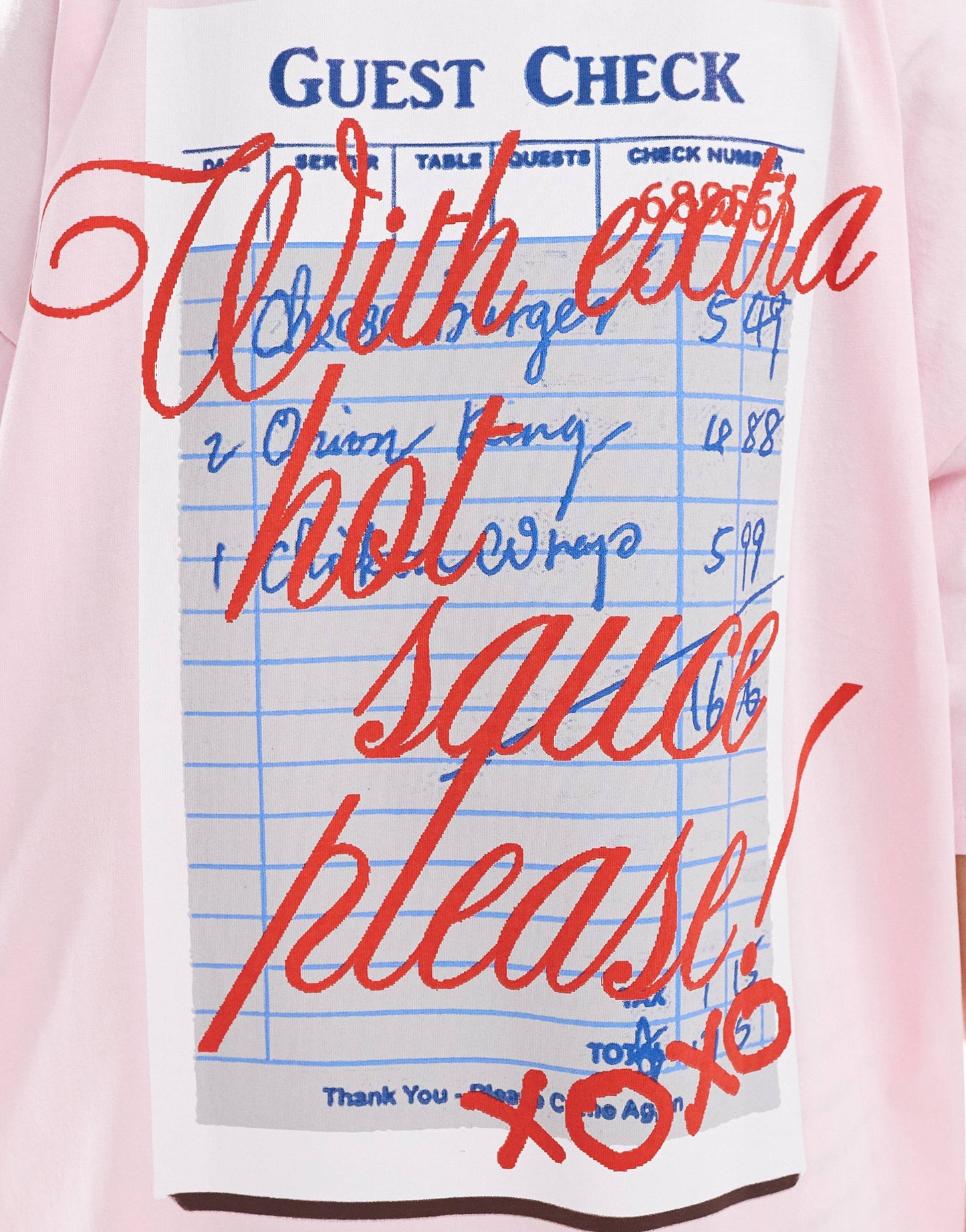 ASOS DESIGN oversized t shirt with hot sauce graphic in pink