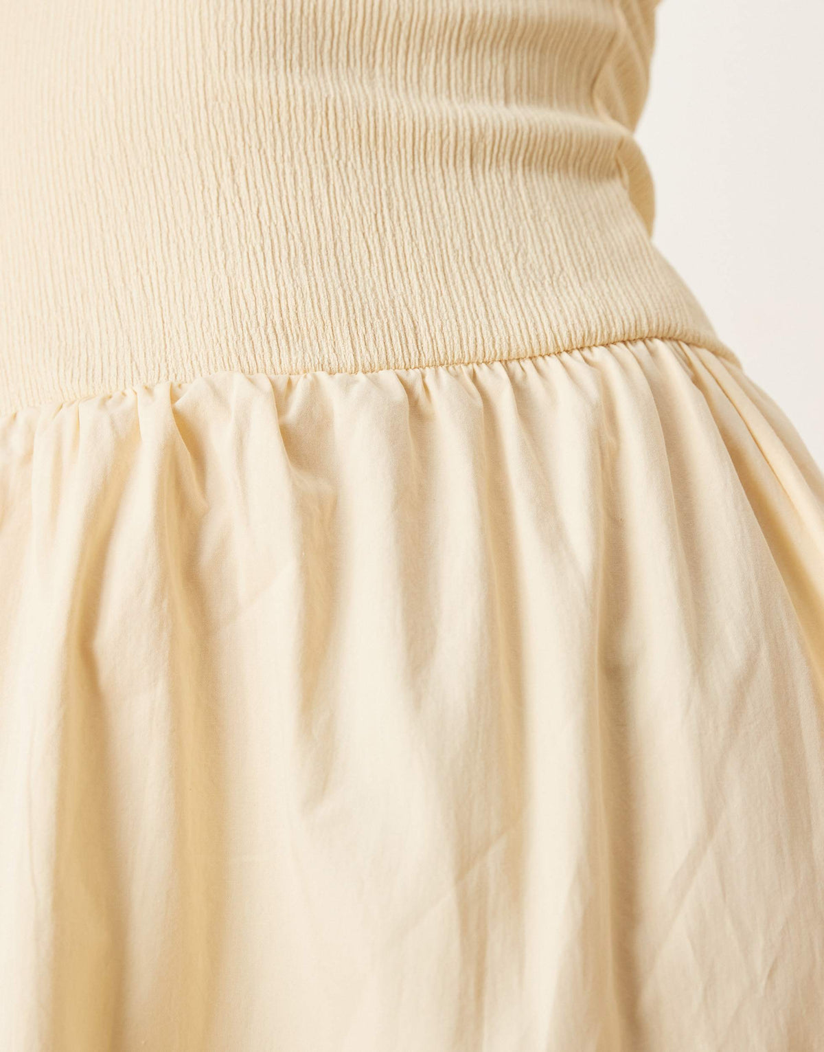 ASOS DESIGN texture poplin mix dropped hem cap sleeve maxi dress in buttermilk