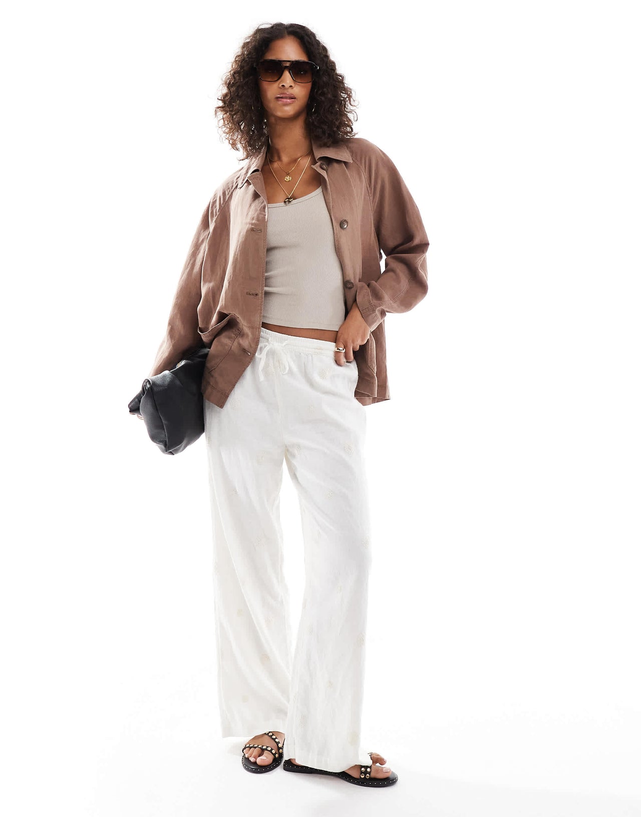 Stradivarius overshirt in brown