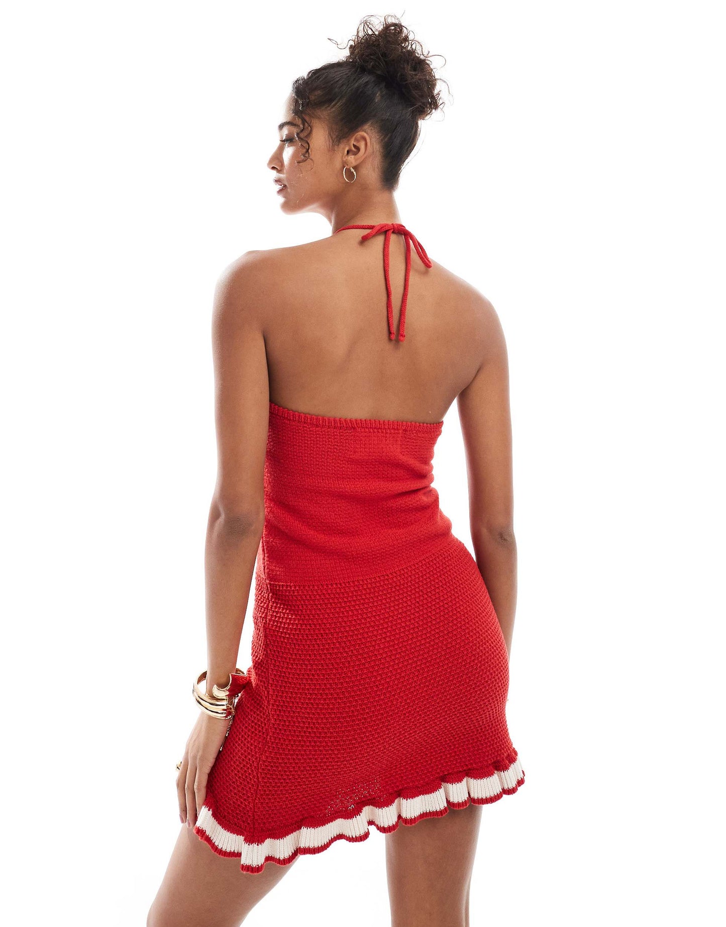 Stradivarius STR knit mini dress in red