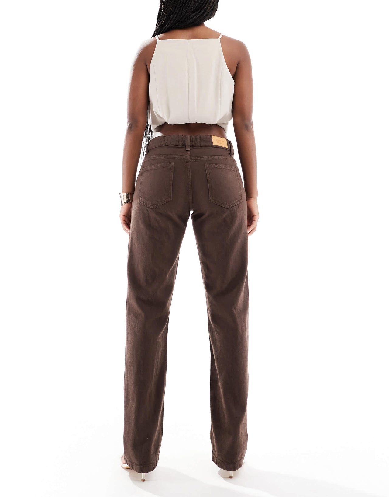 Stradivarius STR straight leg jean in brown