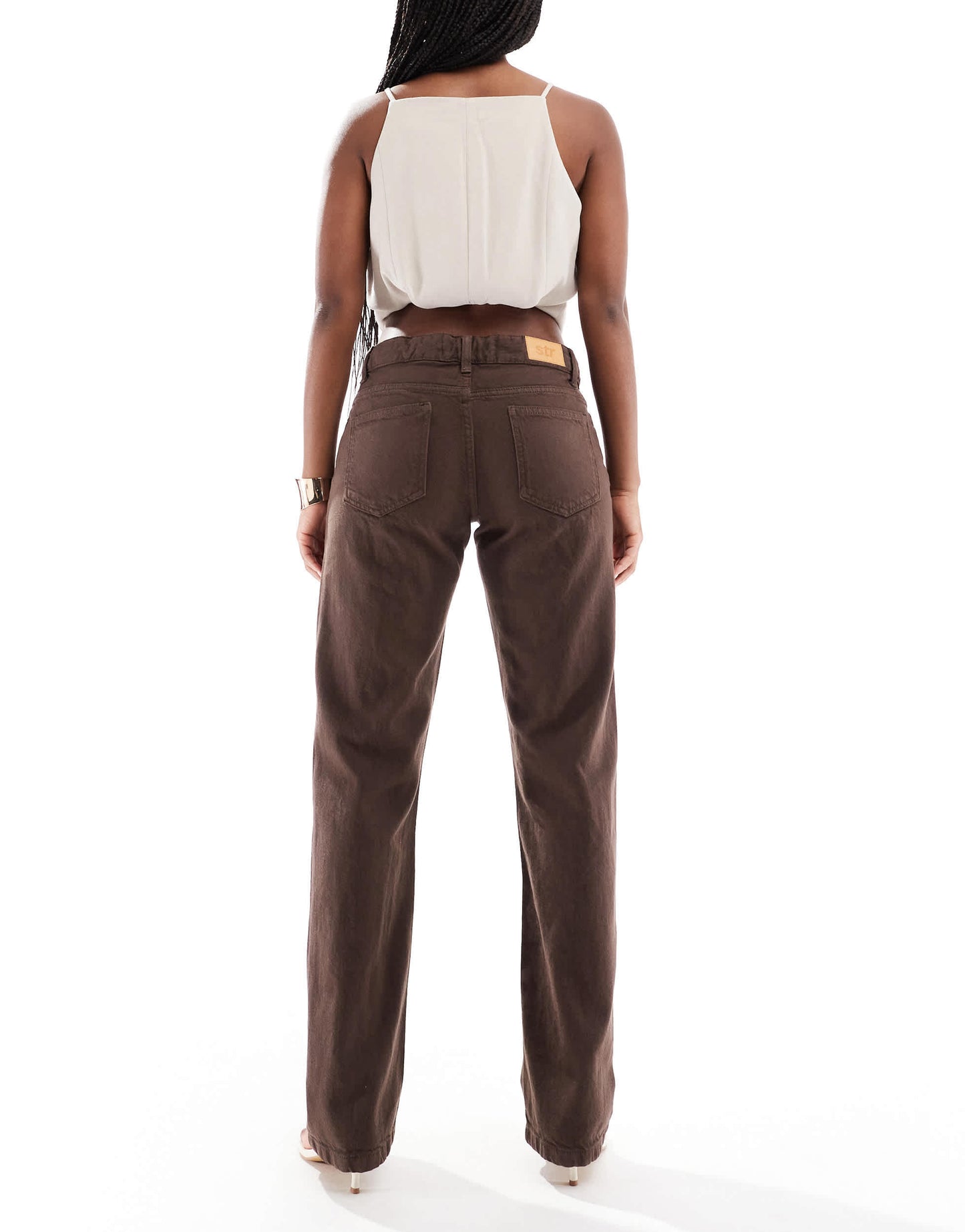 Stradivarius STR straight leg jean in brown